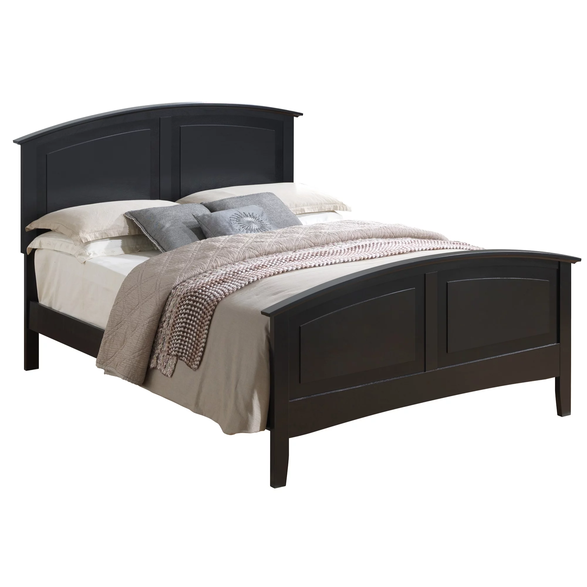 Passion Furniture PF-G5450A-FB Hammond Panel Bed with Curved Top Rail, Black - Full Size