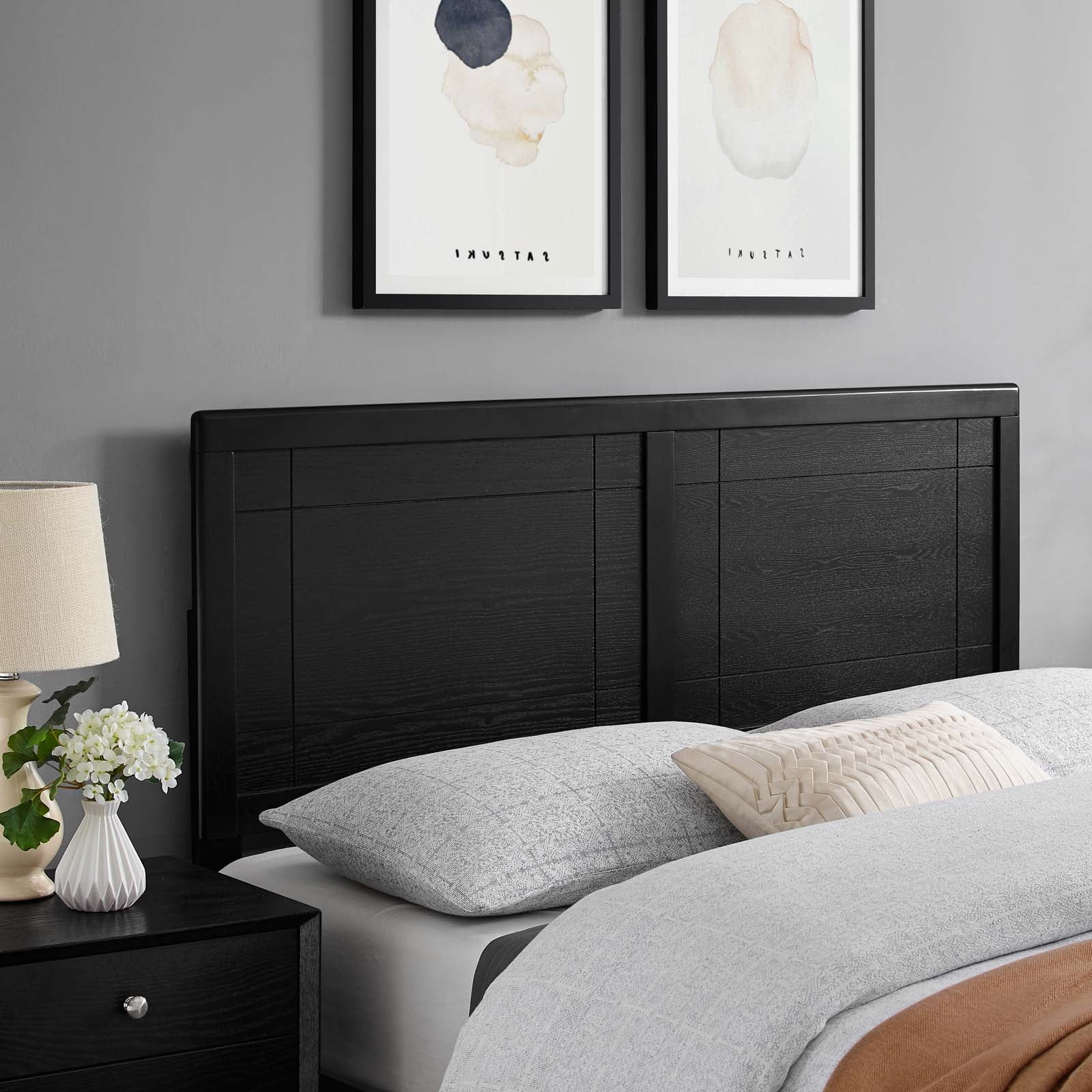 Headboard, Queen Size, Wood, Black, Modern Contemporary Urban Design, Bedroom Master Guest Suite