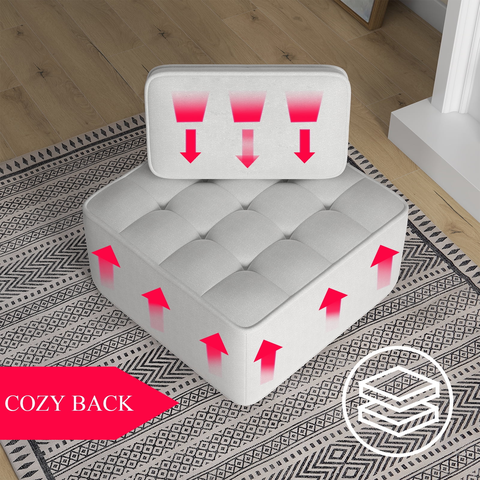 Bonzy Home 1-Seater Modular Sectional Sofa, Variable Sofa Couch Set with Oversized Soft Seat, Free Combination Armless Sectional Sofa Couch for Living Room, Bedroom (Beige, 1PCS)