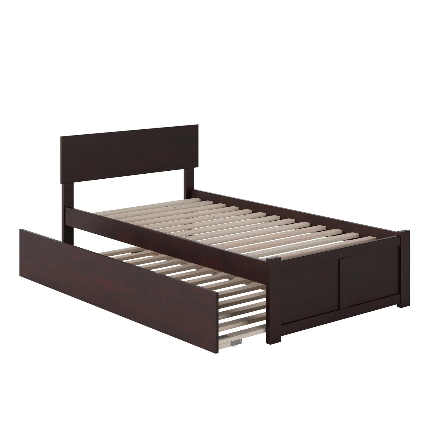 AFI Orlando Twin Platform Bed with Footboard and Twin Trundle in Espresso
