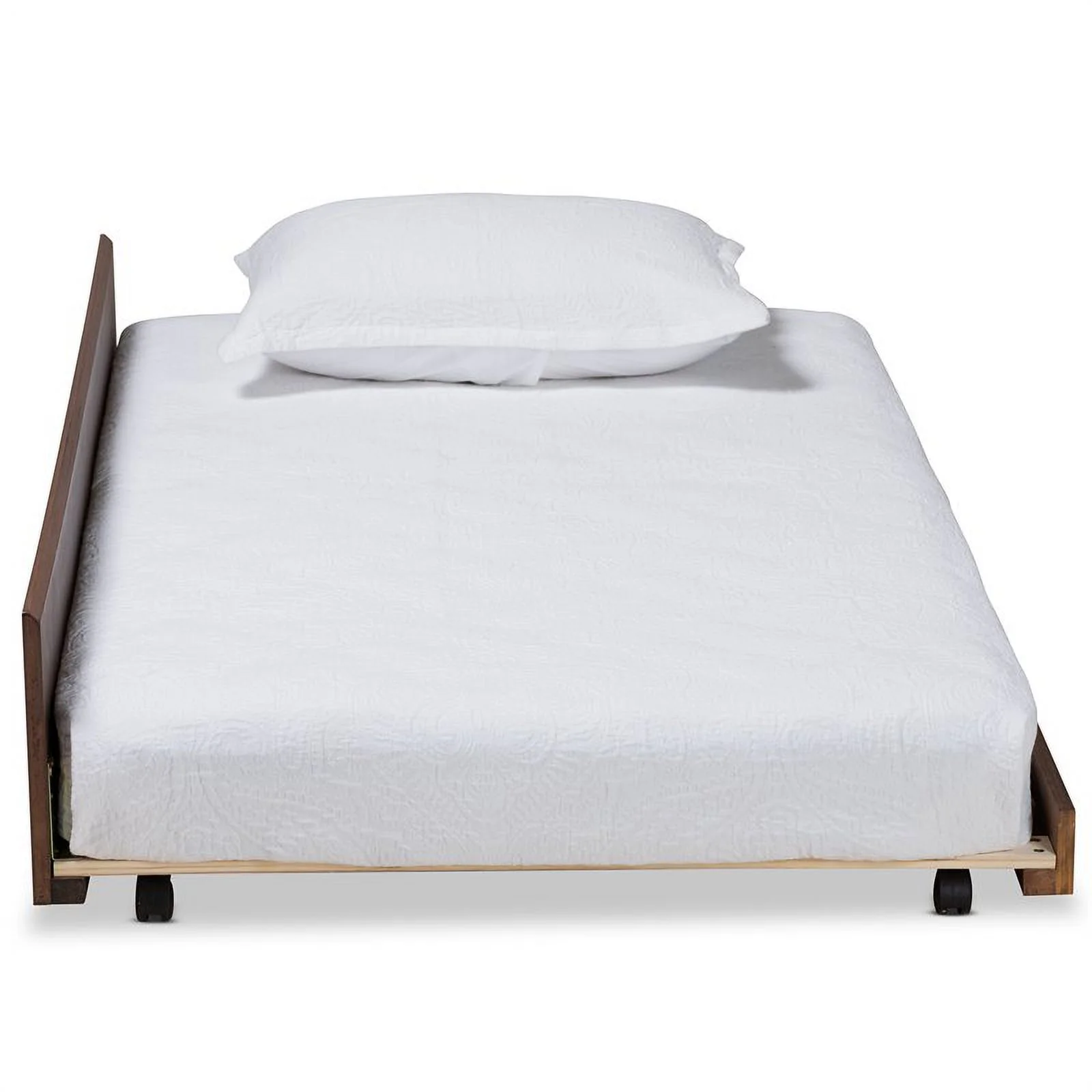 Bowery Hill Walnut Brown Finished Wood Twin Size Trundle Bed