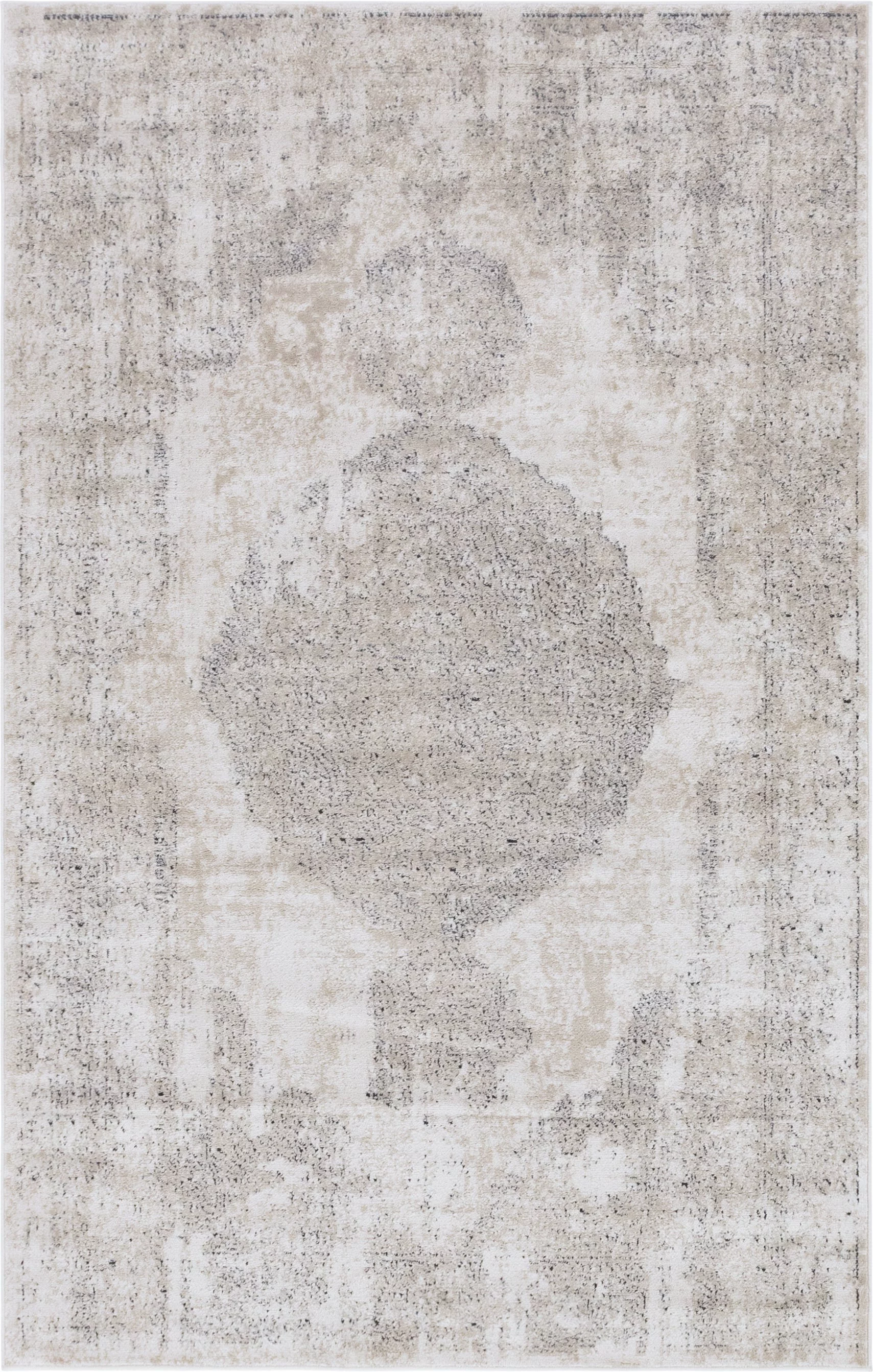 Rugs.com Oregon Collection Rug – 5' x 8' Ivory Low-Pile Rug Perfect For Living Rooms, Large Dining Rooms, Open Floorplans