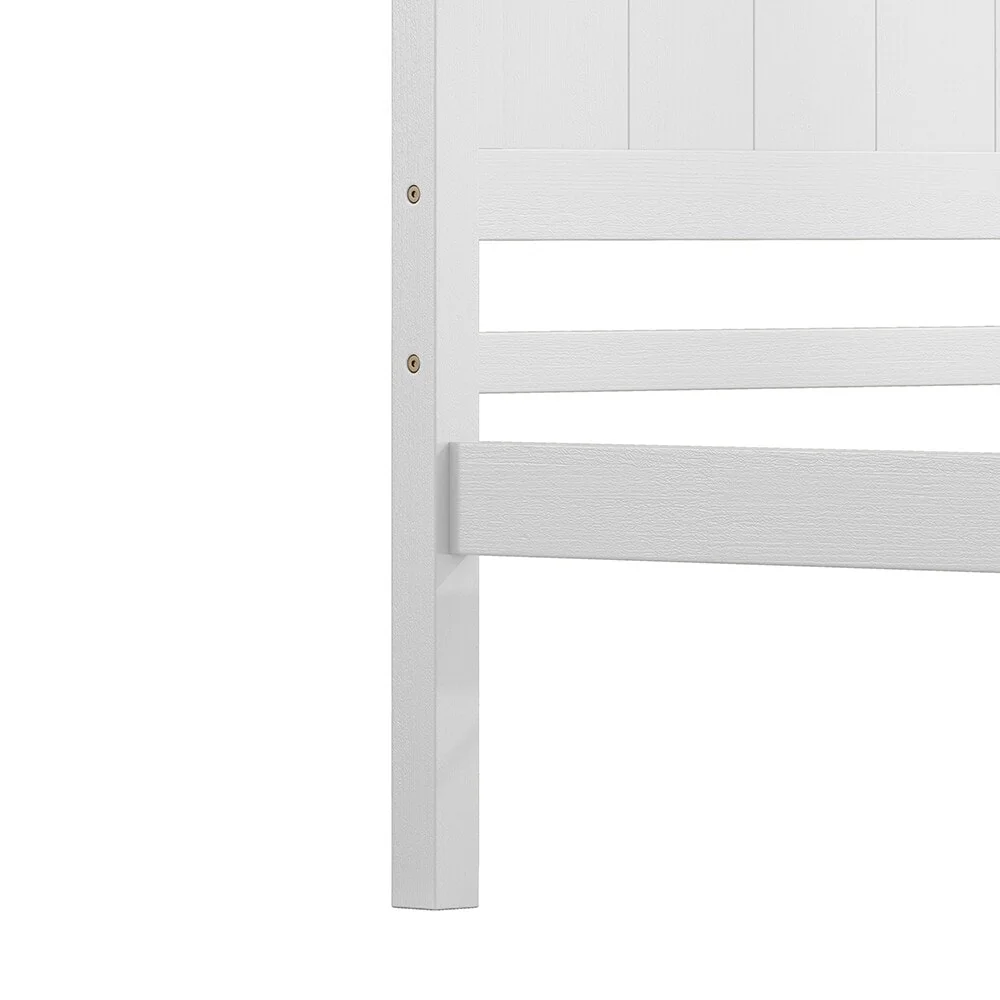 Platform Bed Frame with Headboard , Wood Slat Support , No Box Spring Needed ,Queen White