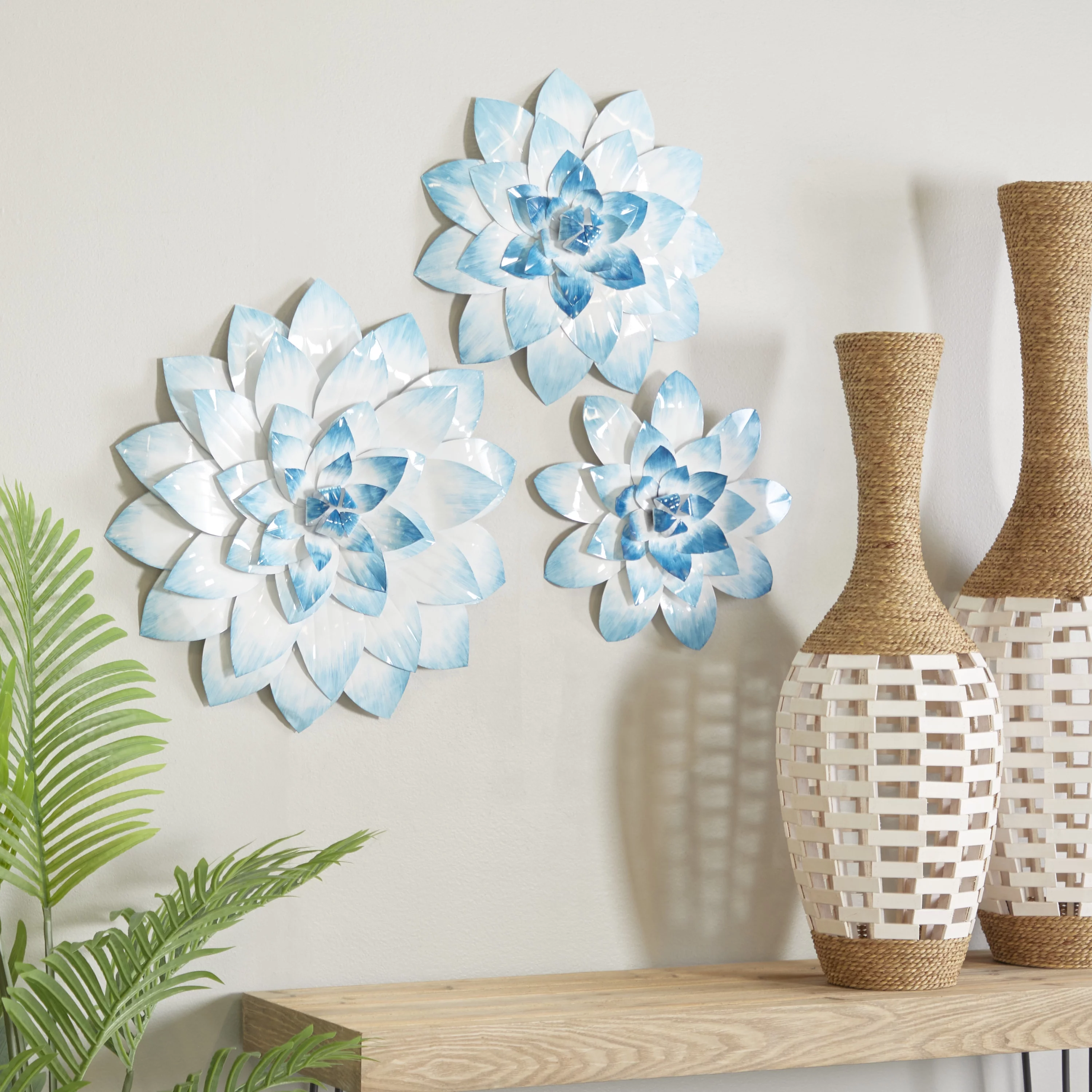 The Novogratz Blue Metal 3D Floral Wall Decor (3 Count)