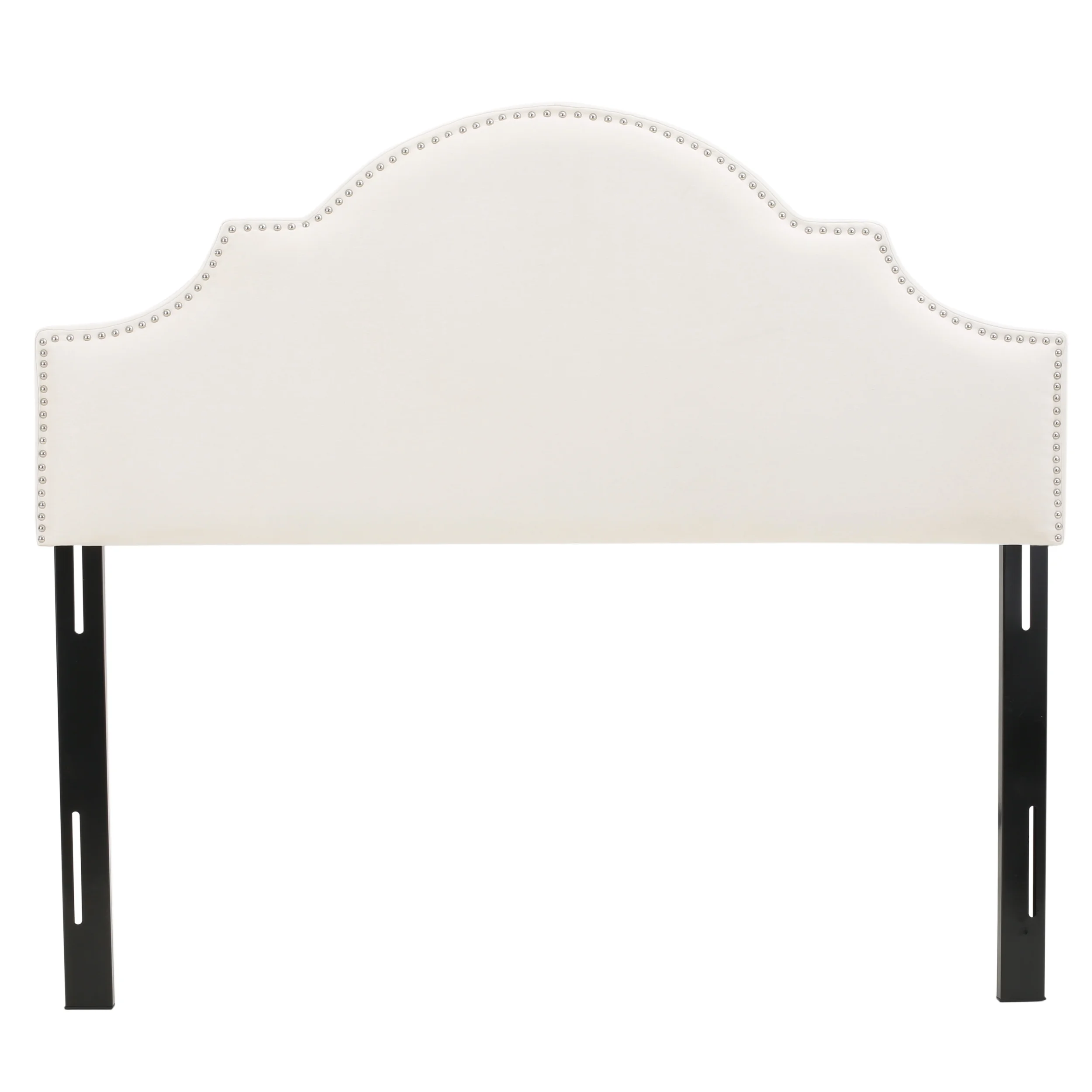 GDF Studio Stroelitz Contemporary Fabric Full/Queen Headboard with Nailhead Trim, Ivory
