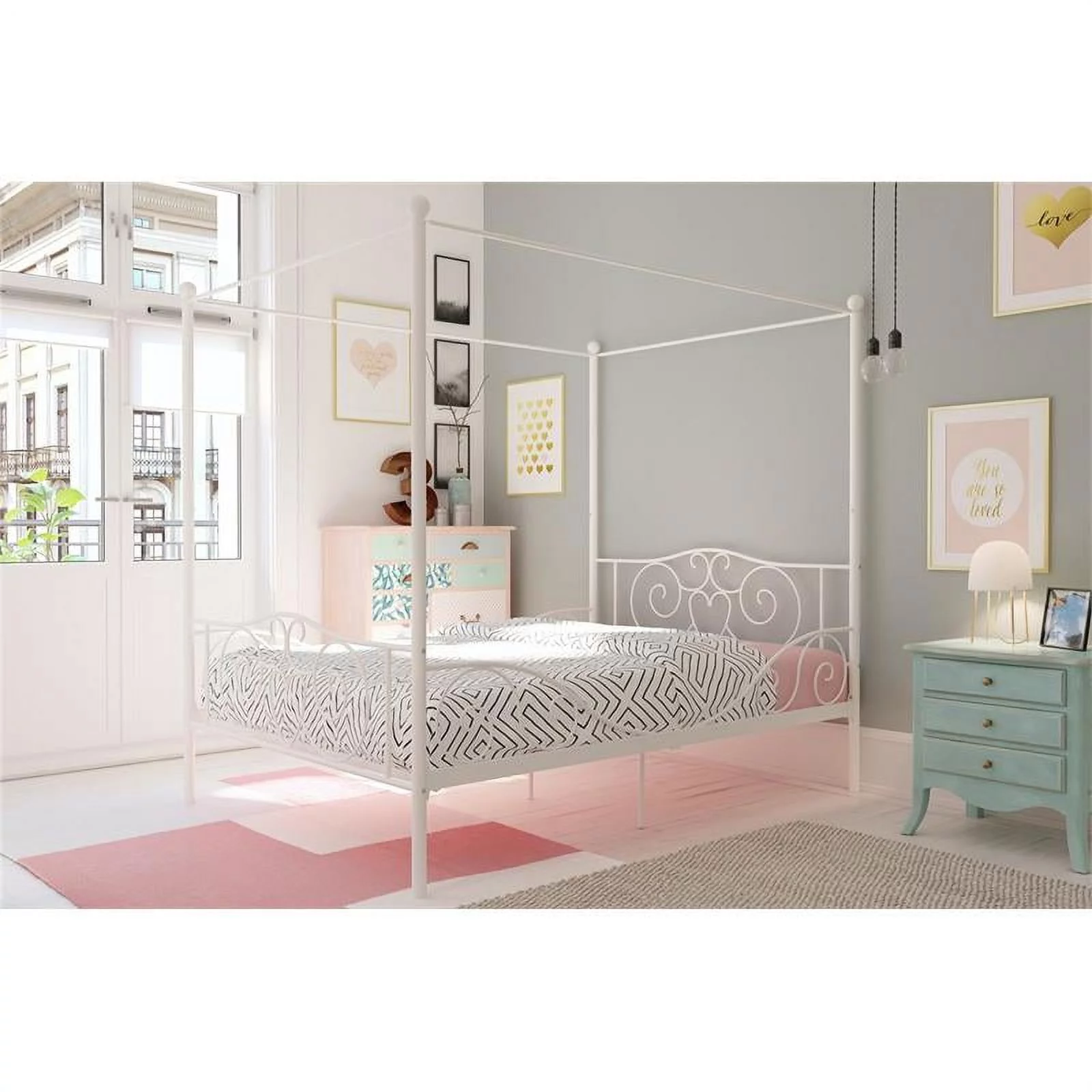 DHP Capri Full Metal Bed in White