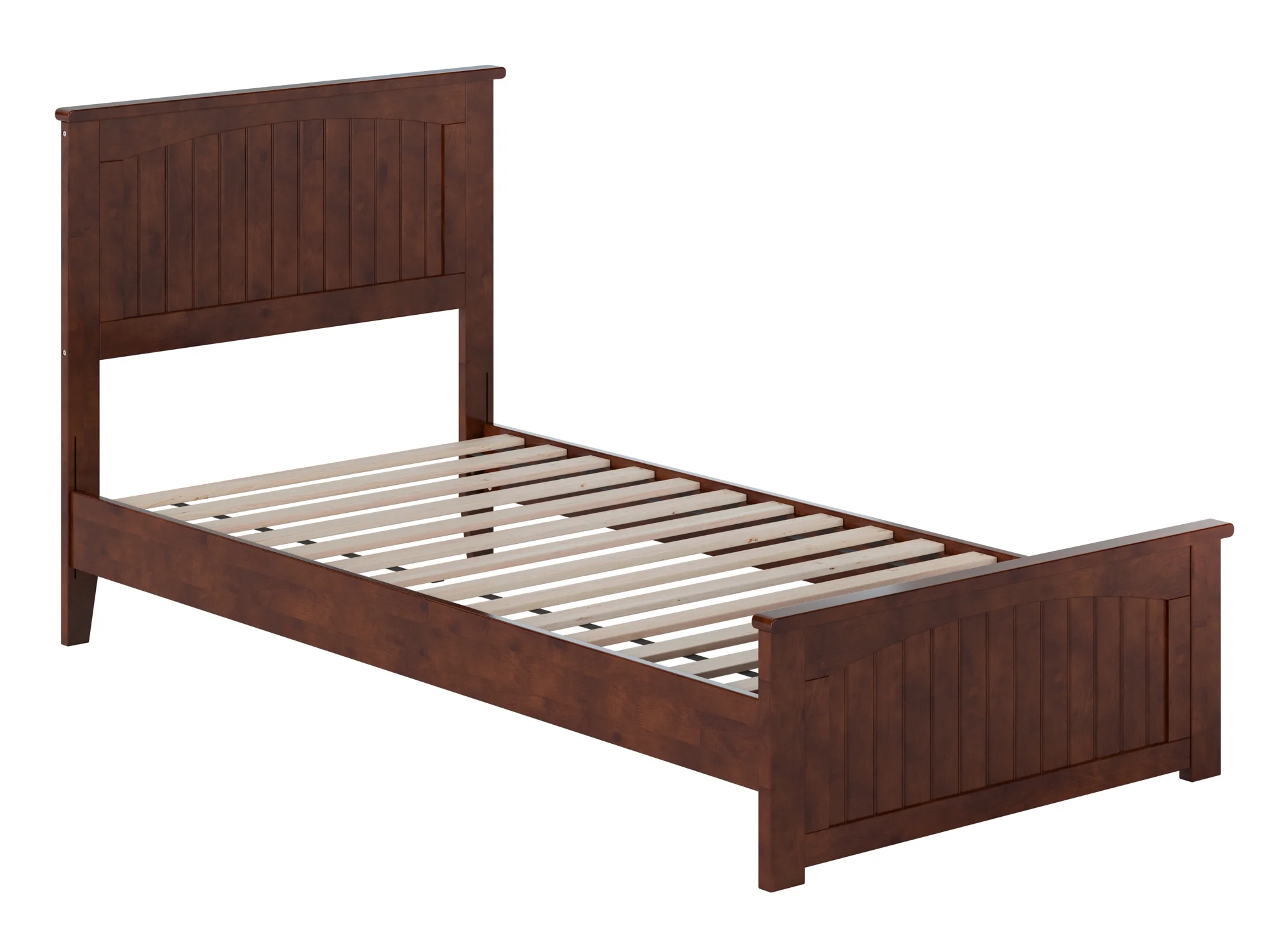 AFI Naples Twin XL Solid Wood Low Profile Platform Bed with Matching Footboard, Walnut