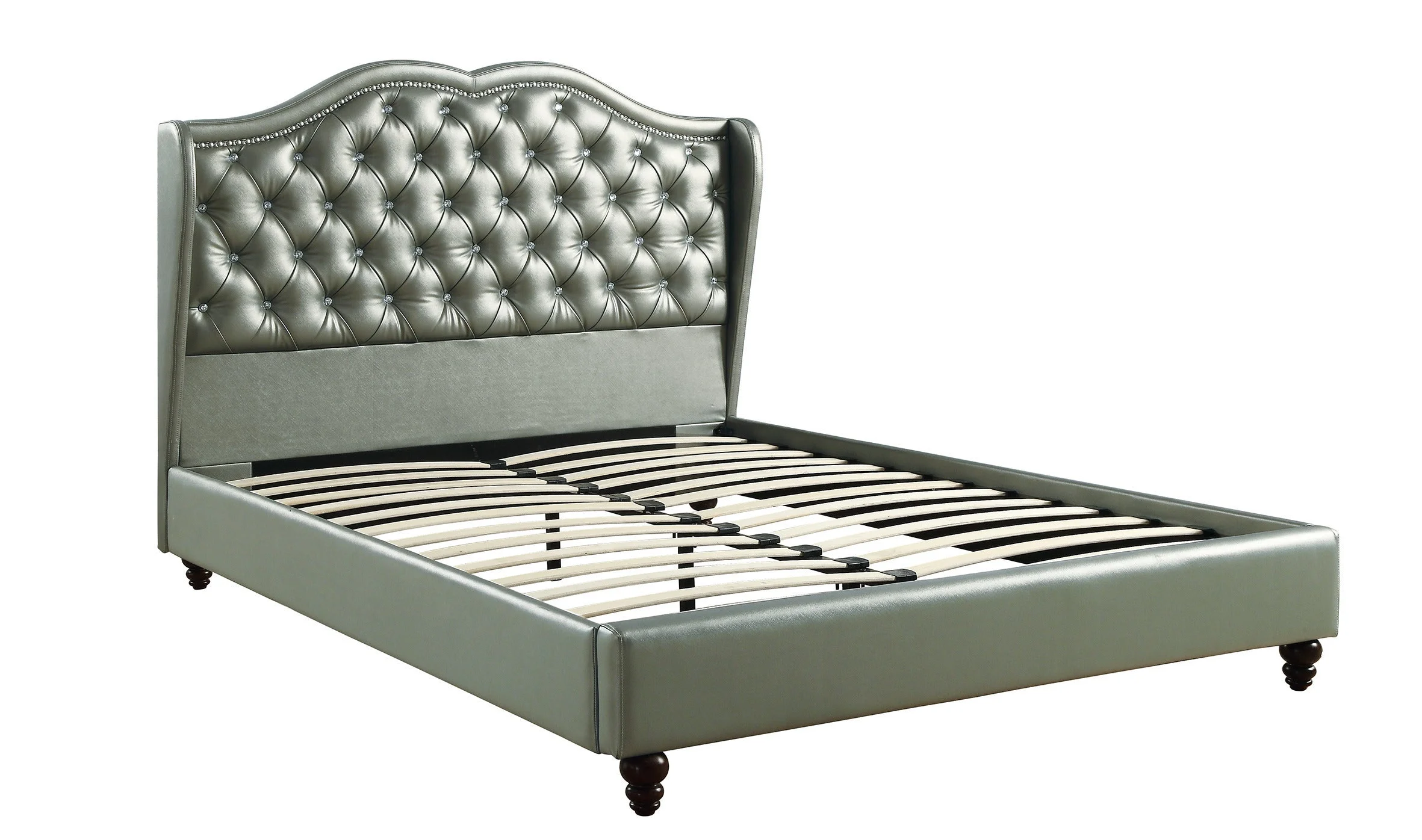 Dexter Wingback Design  Full Size Bed - Silver