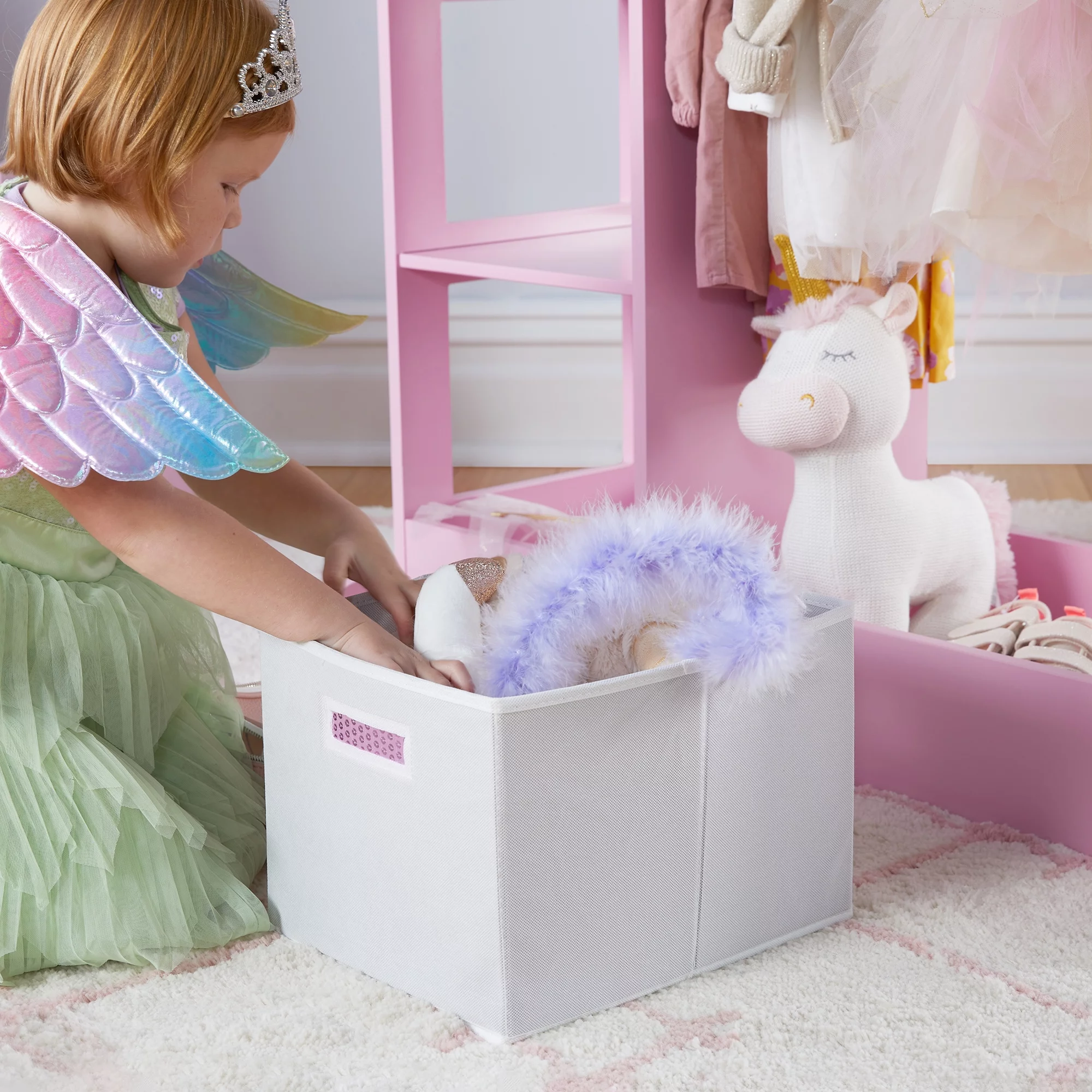 Guidecraft See and Store Kids Dress-up Storage – Pink:  Pretend Play Costume Wardrobe with Mirrors