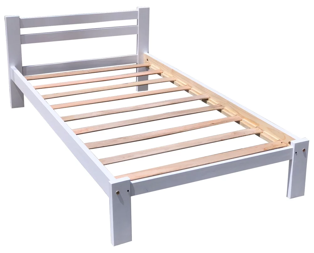 Amazonas Twin Bed White Solid Pine Wood Wooden Slats Wooden Bed Wood To The World Fits 39 x 75 in Twin Size Mattress