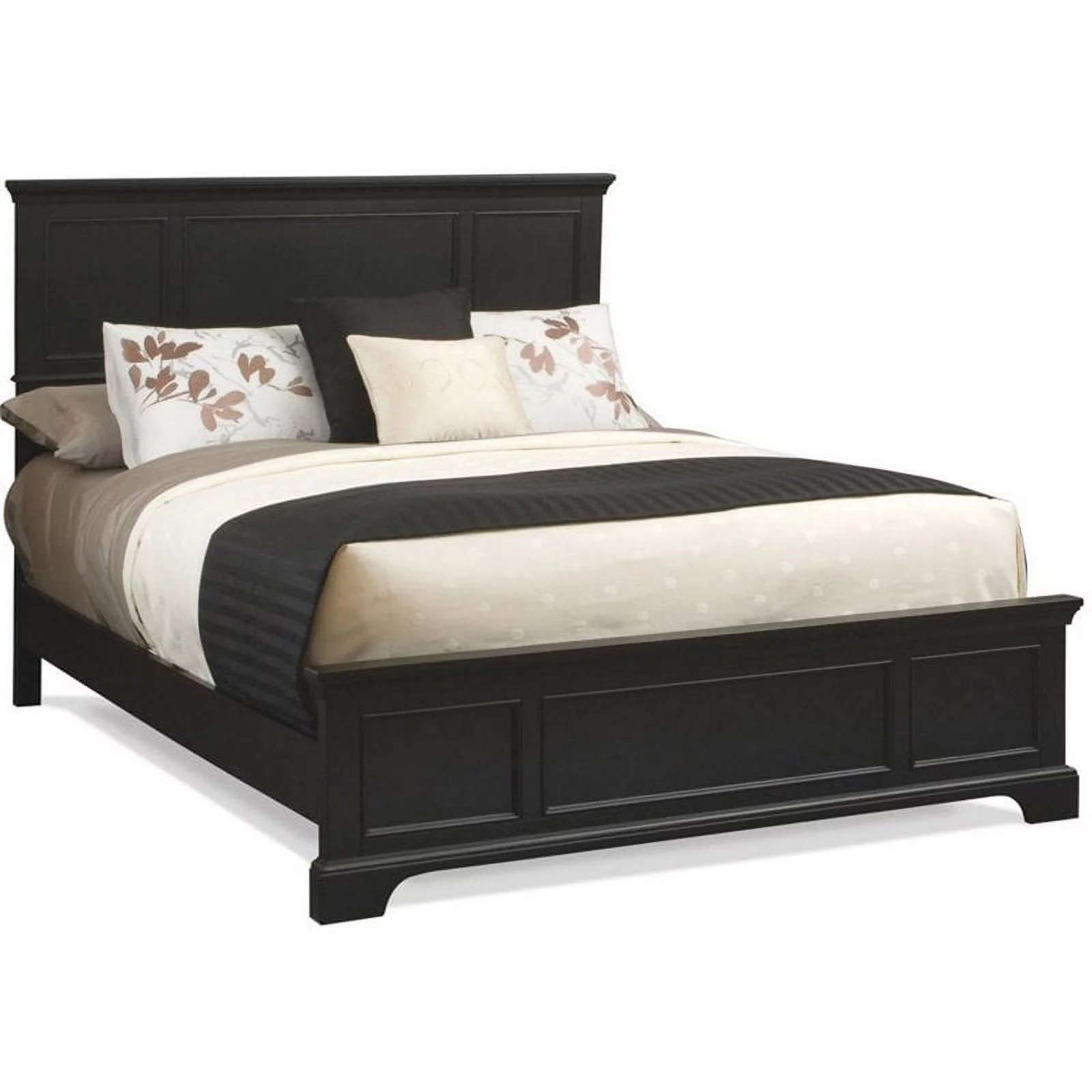 Pemberly Row Traditional styled Wood Queen Bed in Black Finish