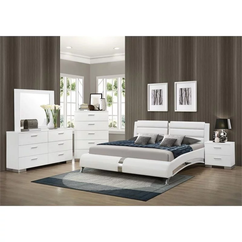 Jeremaine 5-piece California King Bedroom Set Glossy White