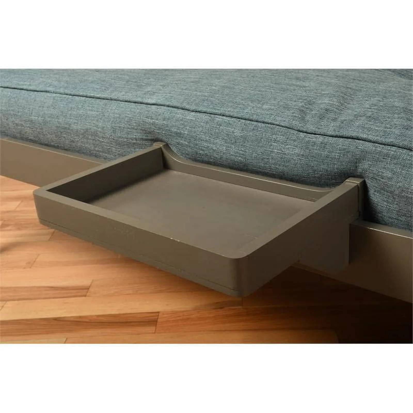 Kelcie Twin/Twin Wood Bunk Bed with Storage and Stairs in Dark Gray