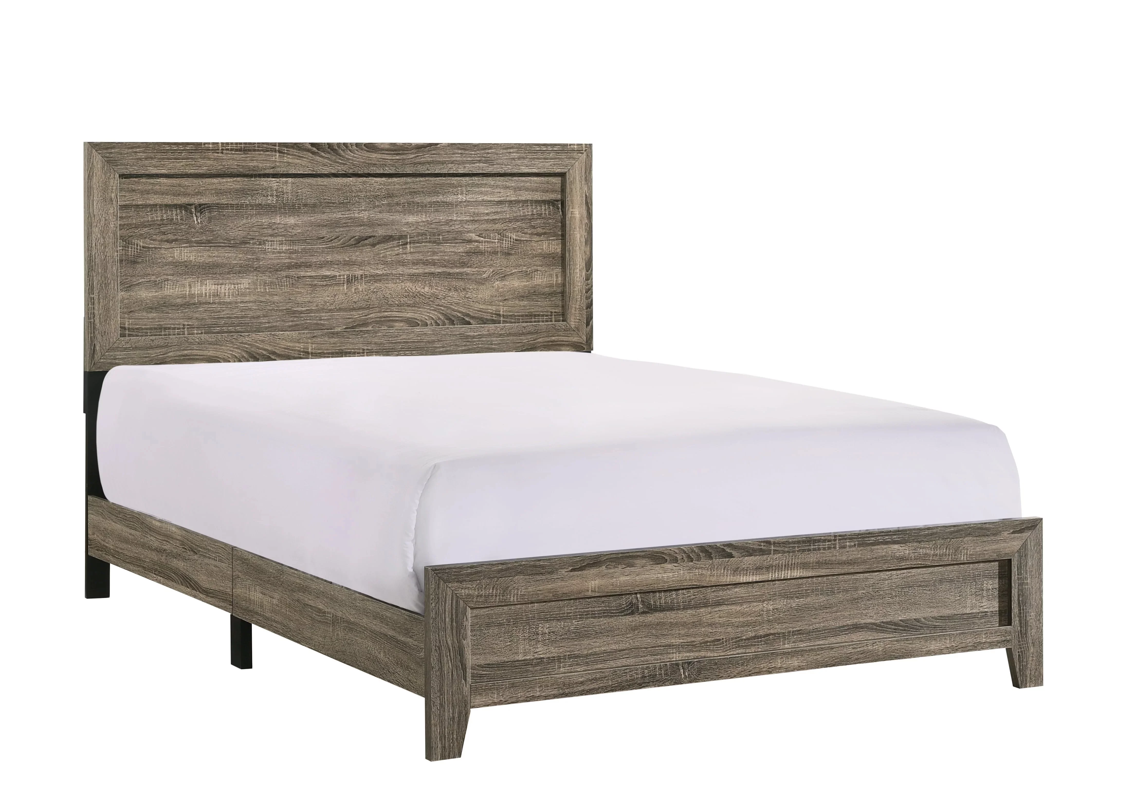 Traditional Bedroom Furniture Set Panel Bed Dresser Mirror Nightstand Set 5Pc Queen Size Gray Wooden Finish