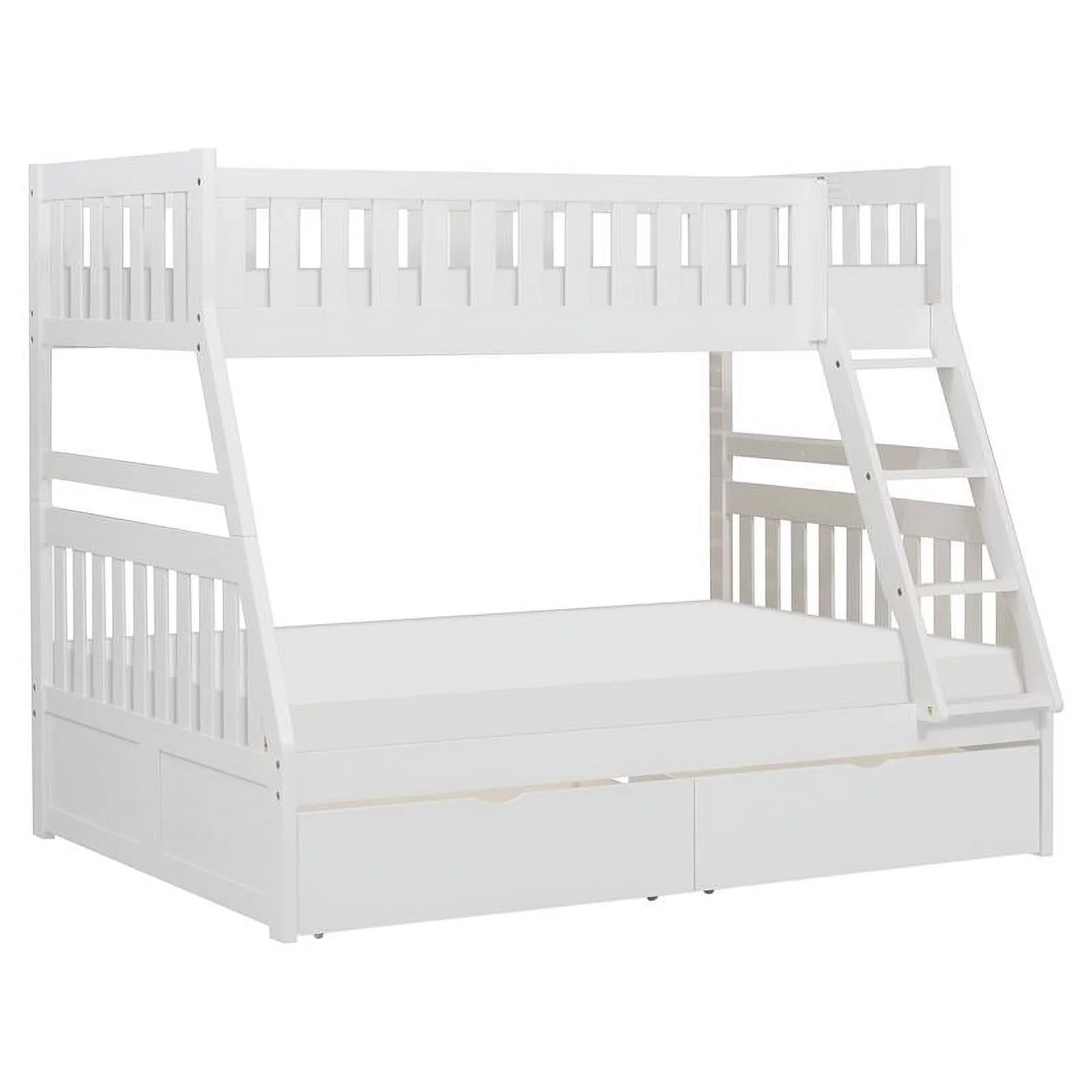 Lexicon Galen 2-Storage Boxes Transitional Wood Twin over Full Bunk Bed in White