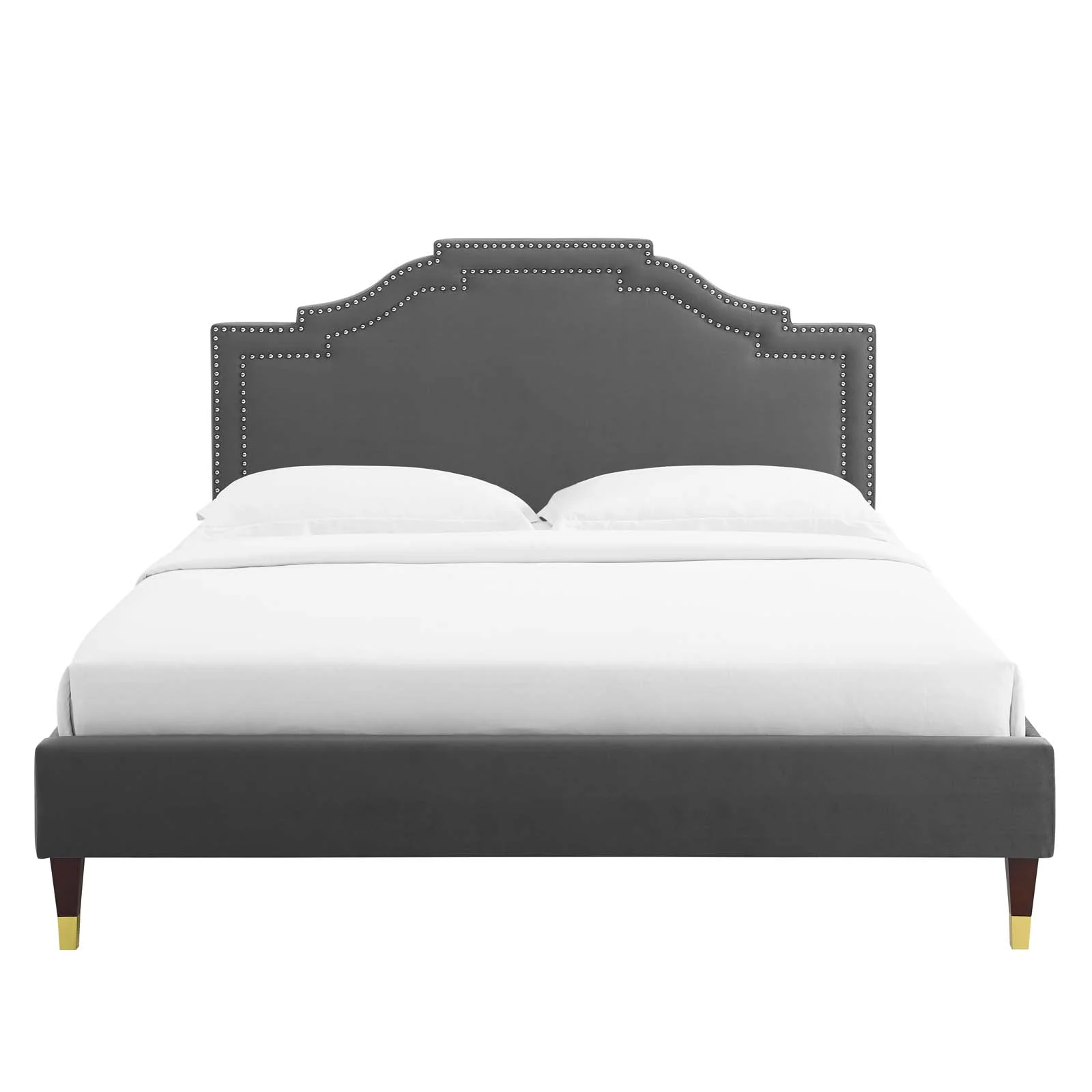Modway Adelaide Performance Velvet King Platform Bed in Charcoal