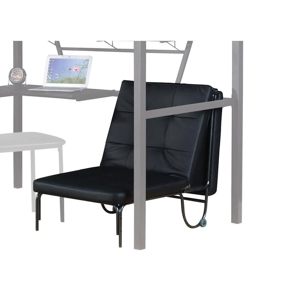 Silver and Black Twin Loft Bed with Desk