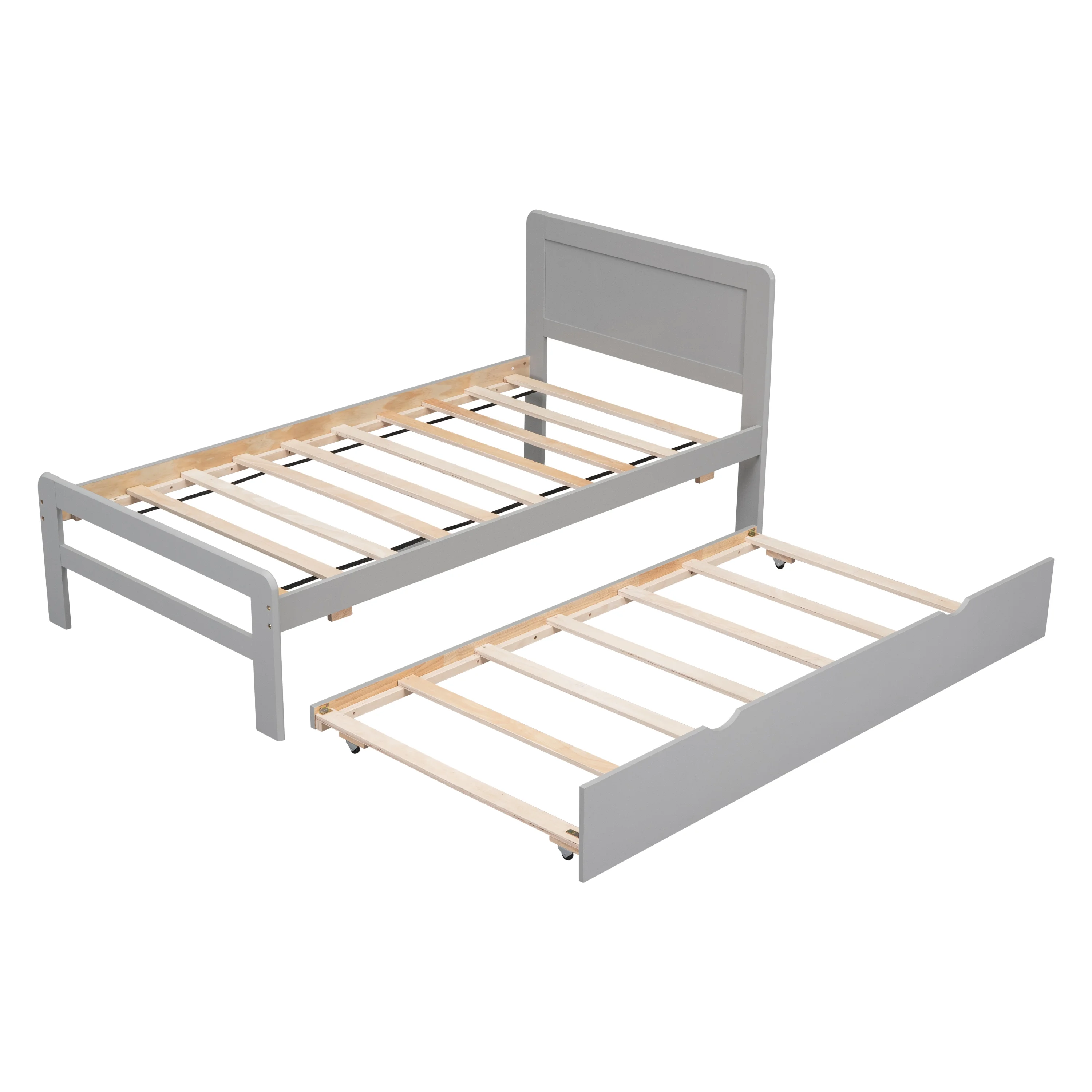 PAPROOS Twin Size Daybed with Trundle Included, New Upgraded Wood Platform Bed with Headboard and Trundle Bed, Modern Twin Bed Frame for Kids Teens Adults, No Box Spring Needed, ed