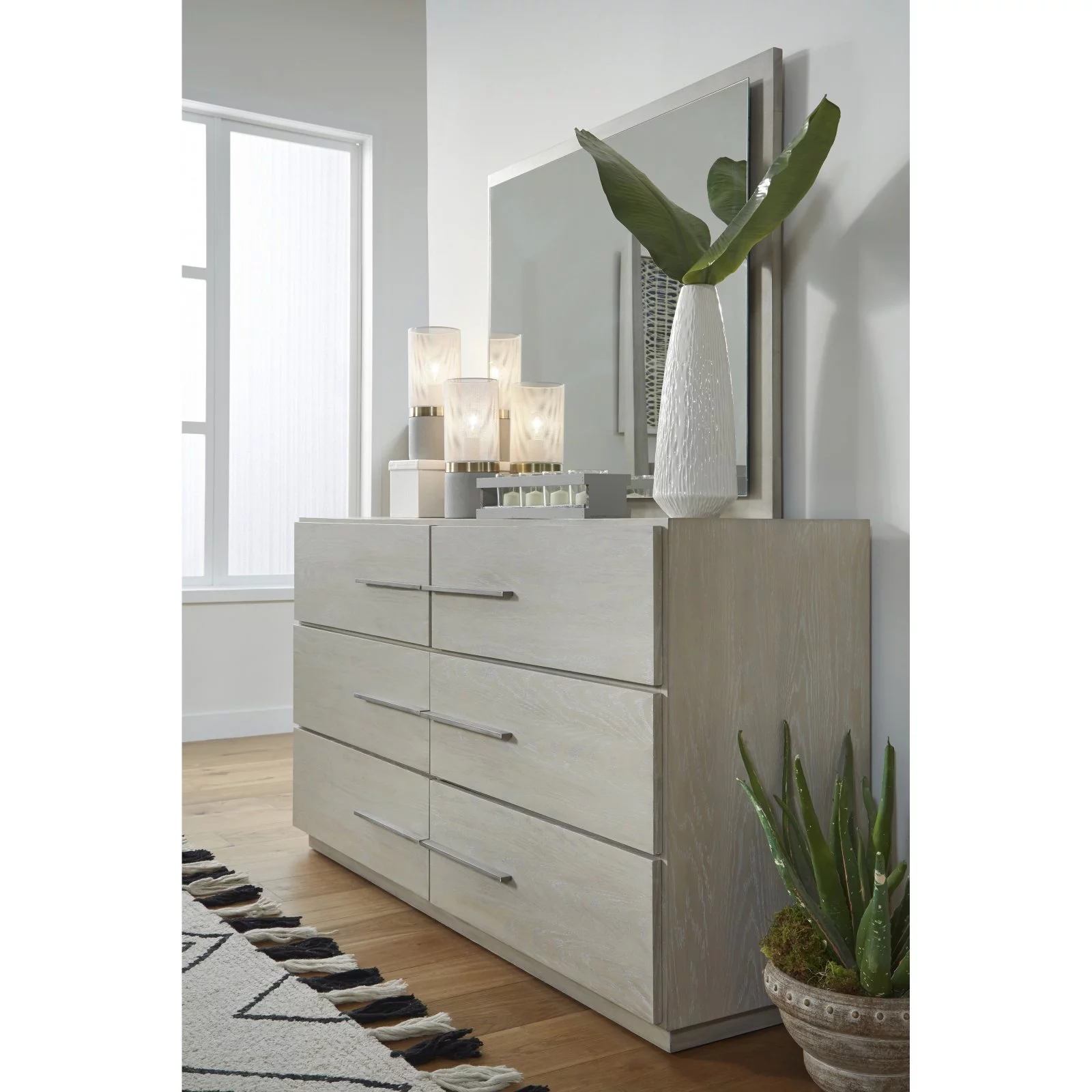 Modus Destination 6 Drawer Dresser in Cotton Gray
