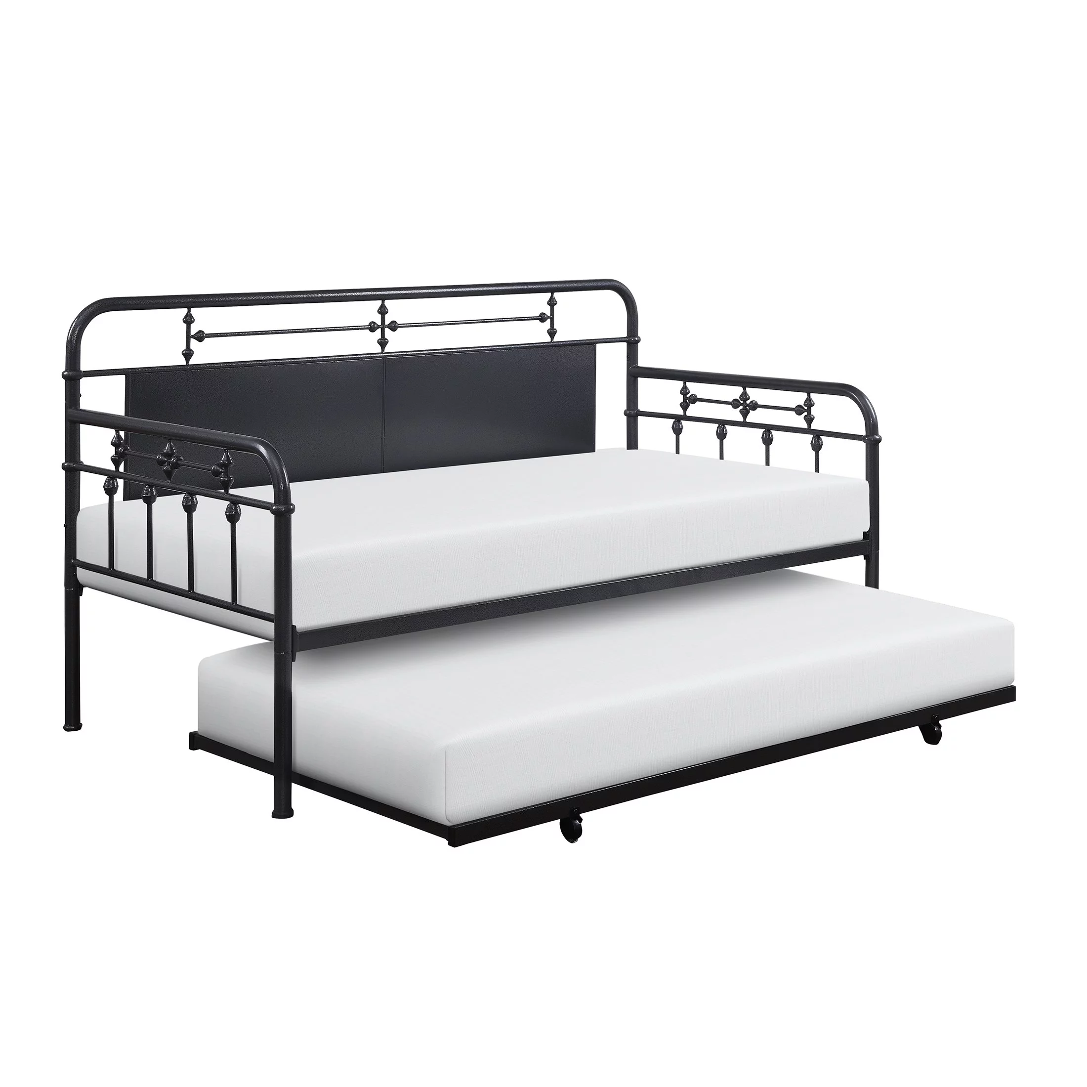 OakvillePark Ayres Metal Daybed with Trundle, Twin/Twin, Mottled Silver