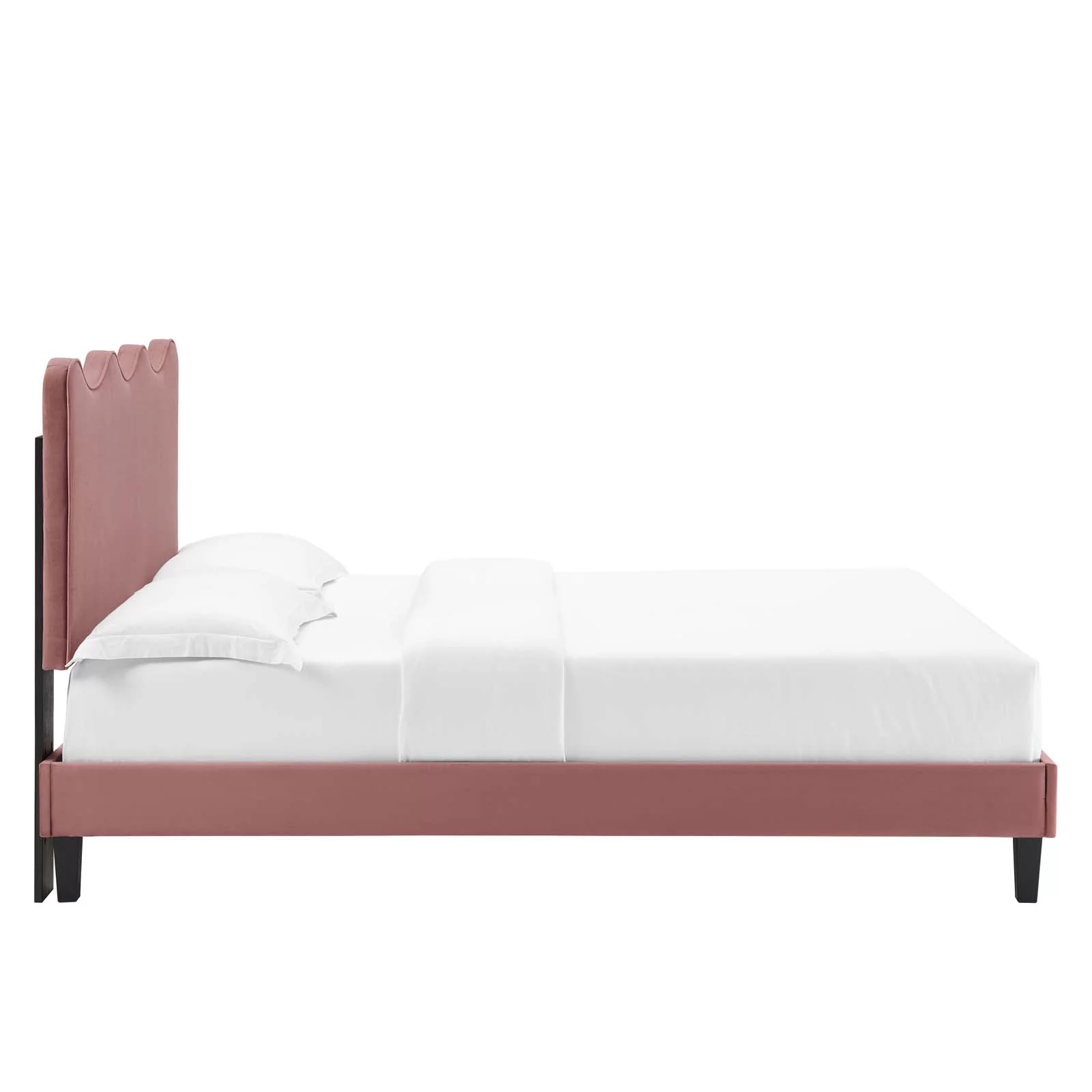Modway Current Modern Performance Velvet Queen Platform Bed in Dusty Rose Pink