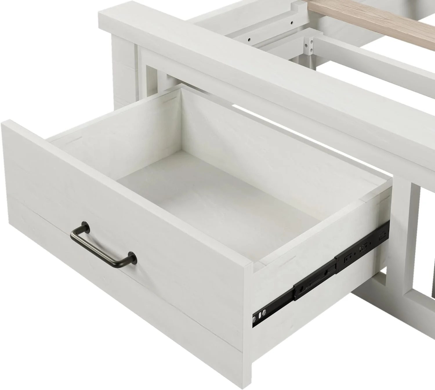 Rustic Farmhouse Style Queen Platform Storage Bed with Two Drawers