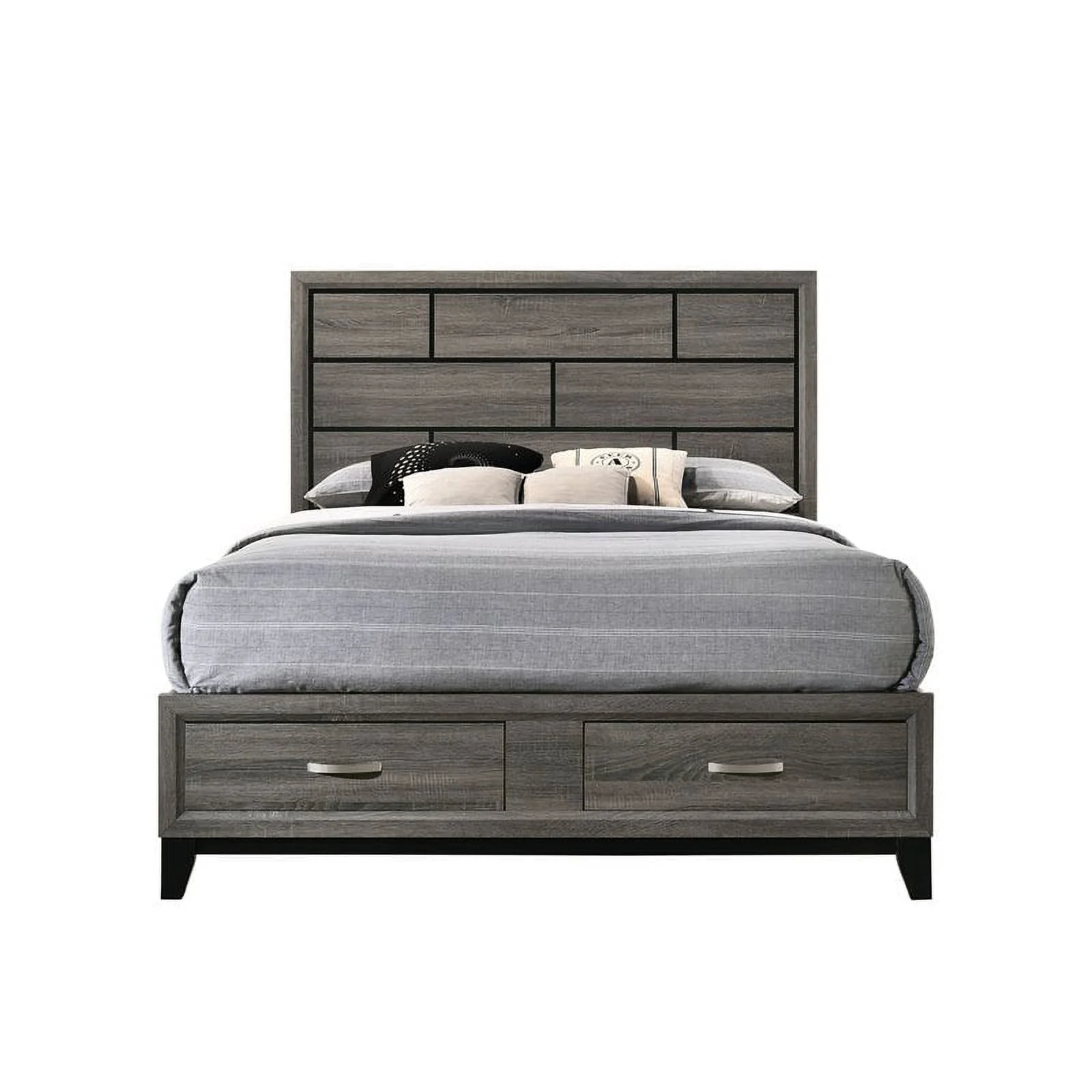 Bowery Hill Transitional Eastern King Bed with Storage in Weathered Gray