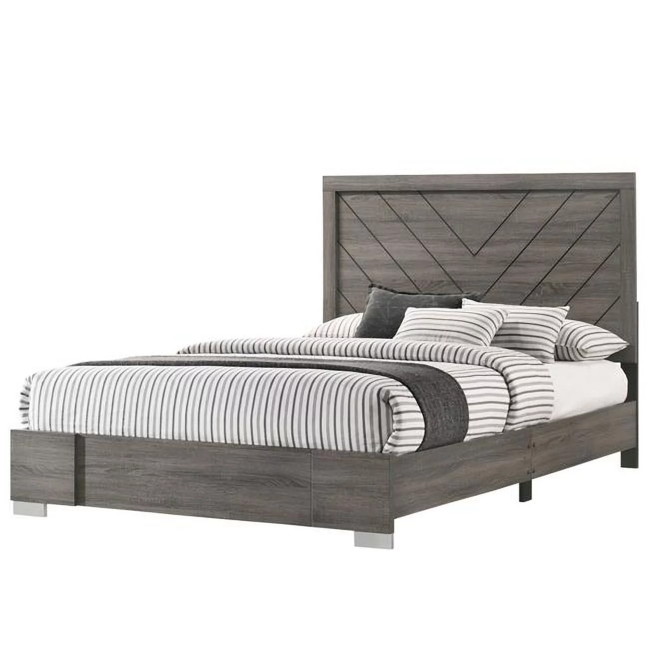 InRoom Furniture B289-K Bed, Gray & Oak - King Size