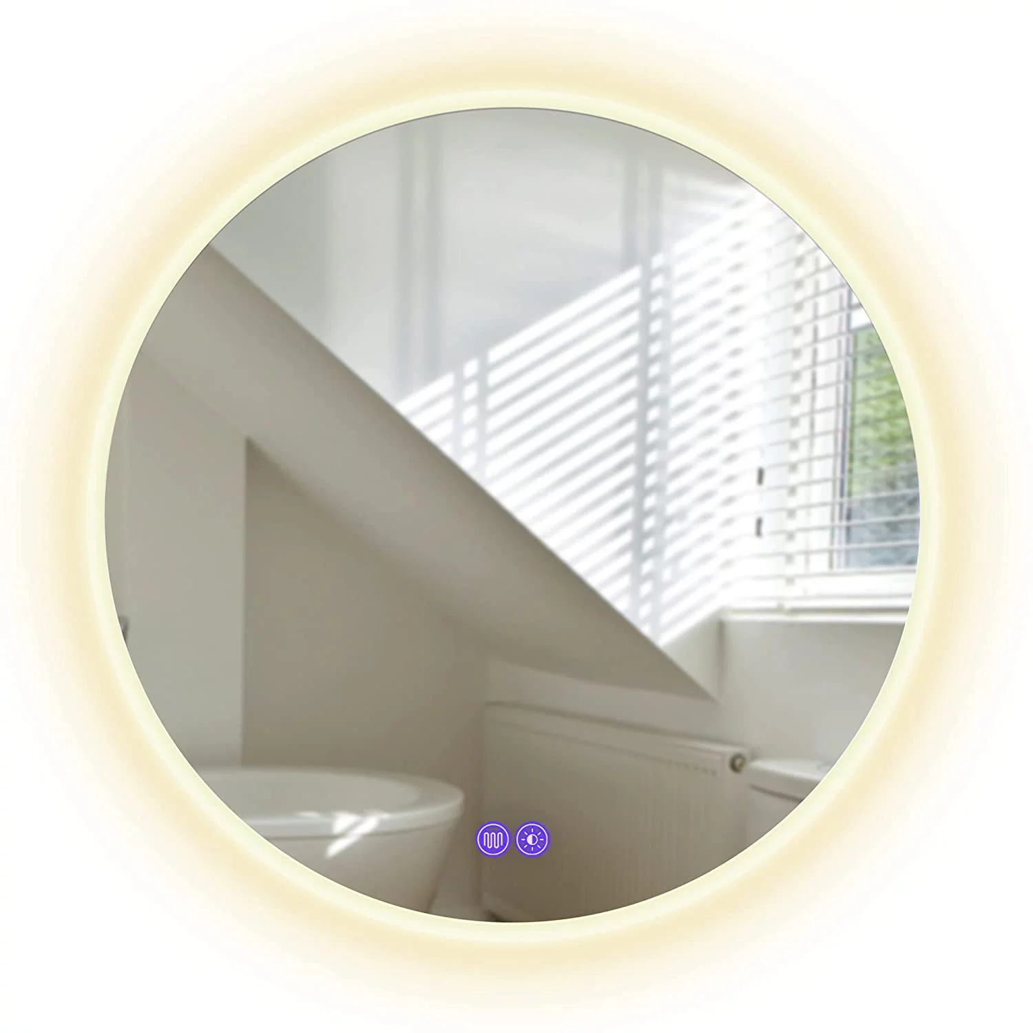 SogesPower Round Mirror with Lights 24 inch LED Mirror Wall Mounted Vanity Mirror with Touch Button, Anti-Fog, Waterproof, Dimmable Lighting