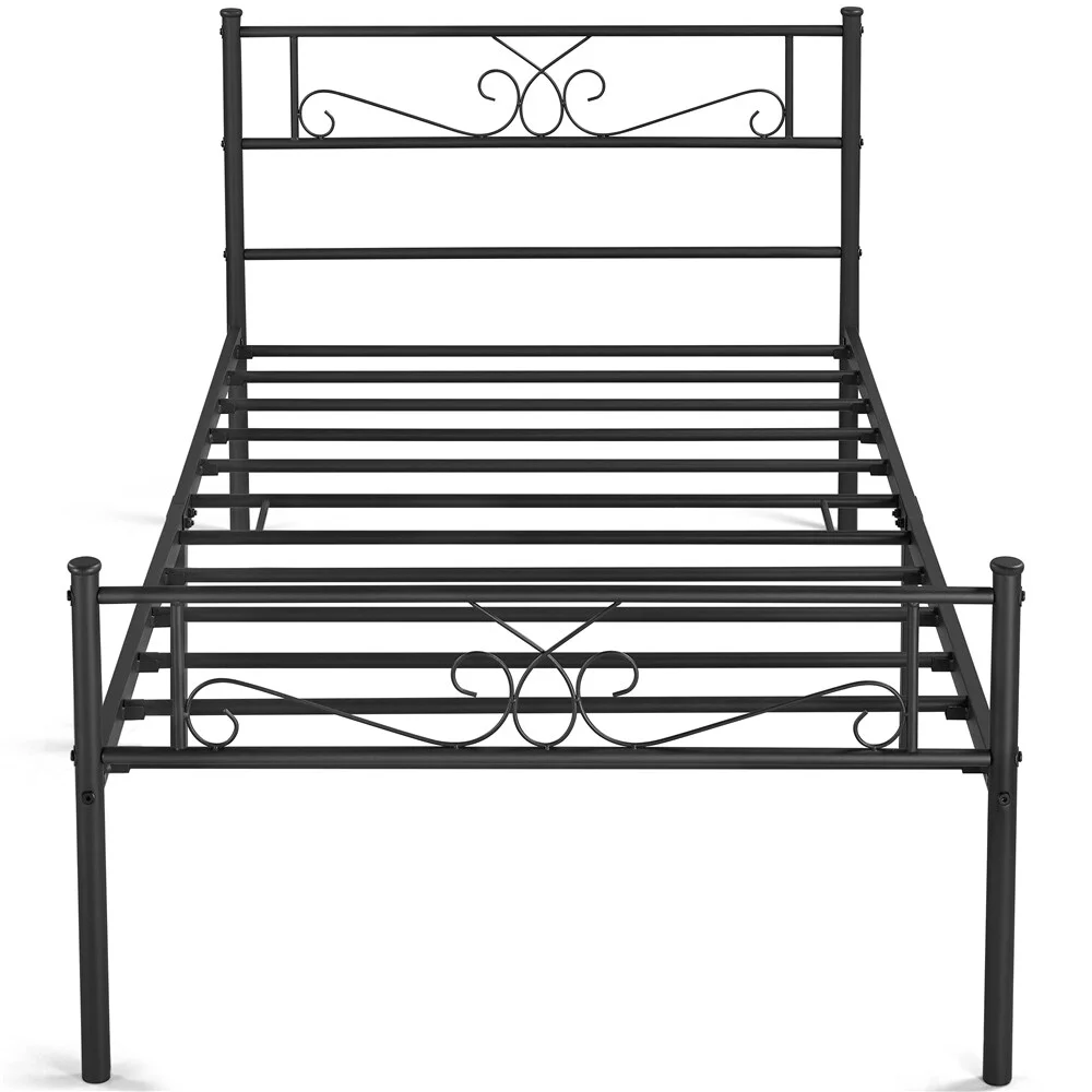 Yaheetech Graceful Scroll Metal-Framed Bed Iron Twin Bed Foundation