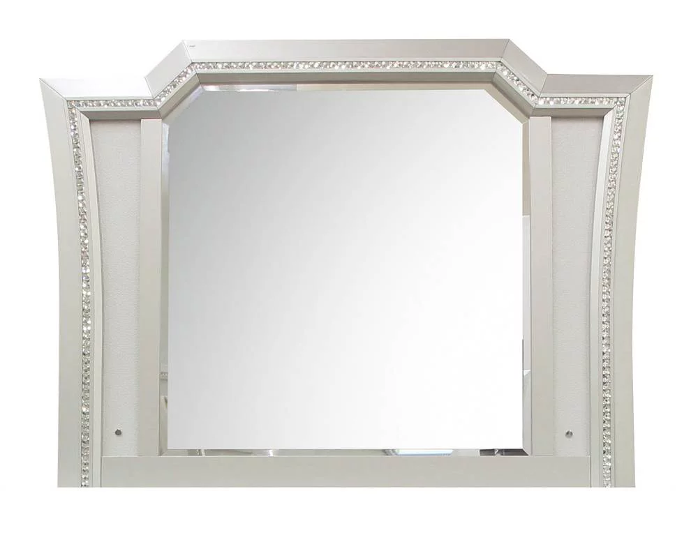 ACME Kaitlyn Wooden Frame Mirror with LED in White and Champagne