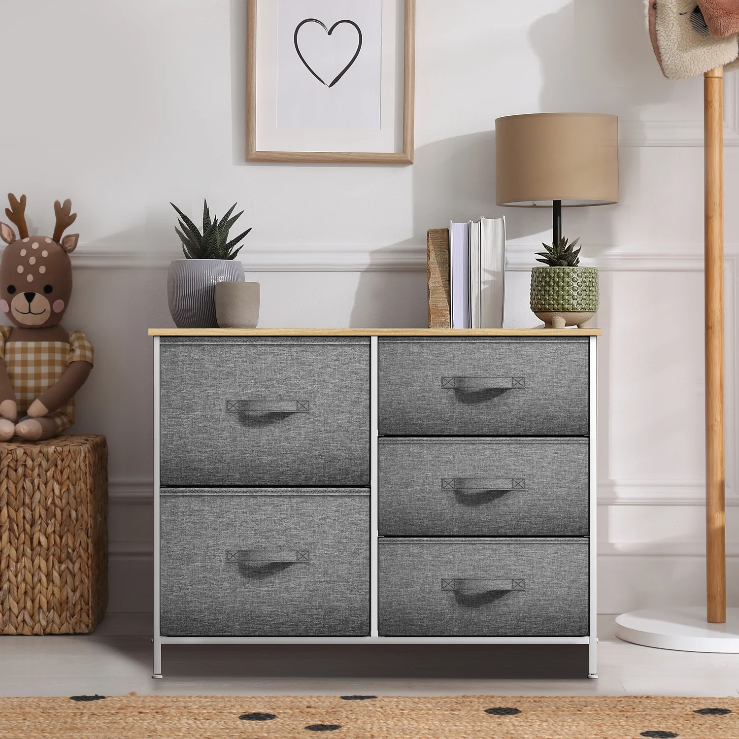 Sorbus Classic 5-Drawer Dresser: Bedroom, Hallway, Closet Organization, Steel Frame, Beige