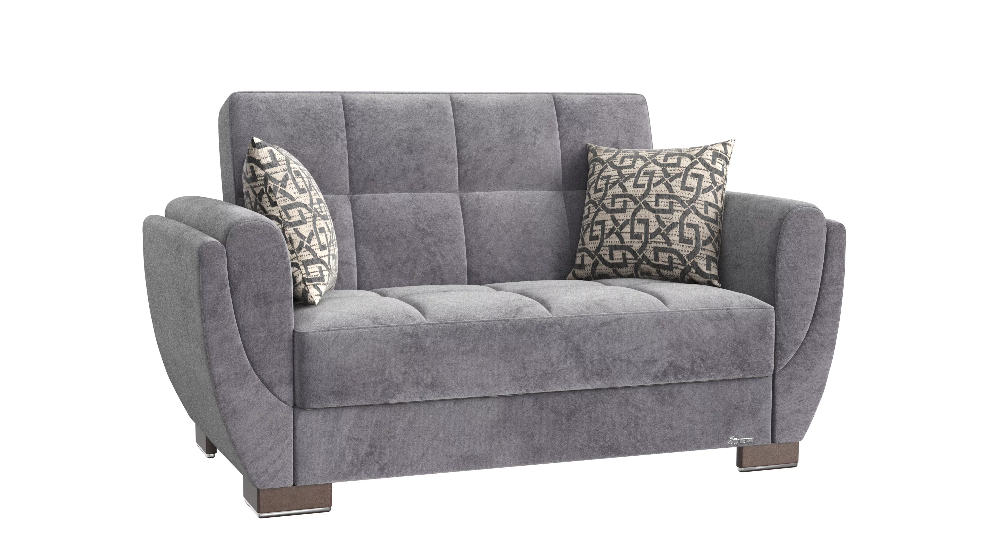 Ottomanson Origins Air Sleeper Loveseat, Gray Microfiber Fabric