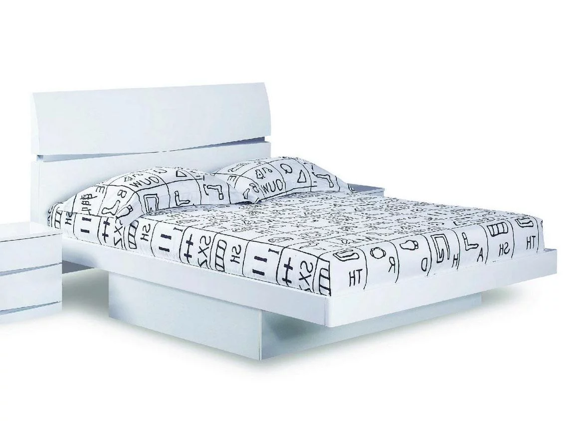 White High Gloss Finish Storage King Size Bed Global United Wynn
