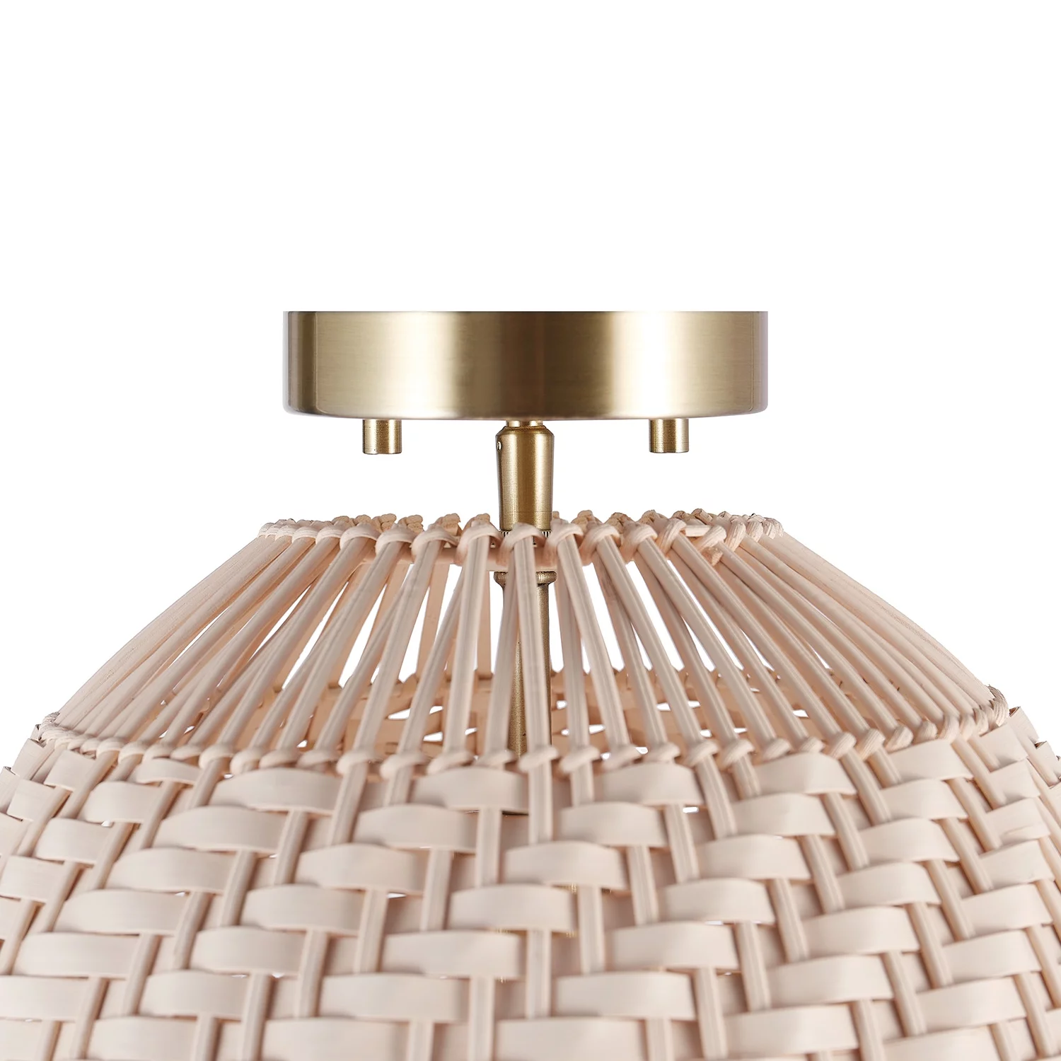 Novogratz x Globe Electric Novogratz x Globe Artessa 1-Light Matte Brass Flush Mount Ceiling Light with Cream Rattan Shade, 91002391