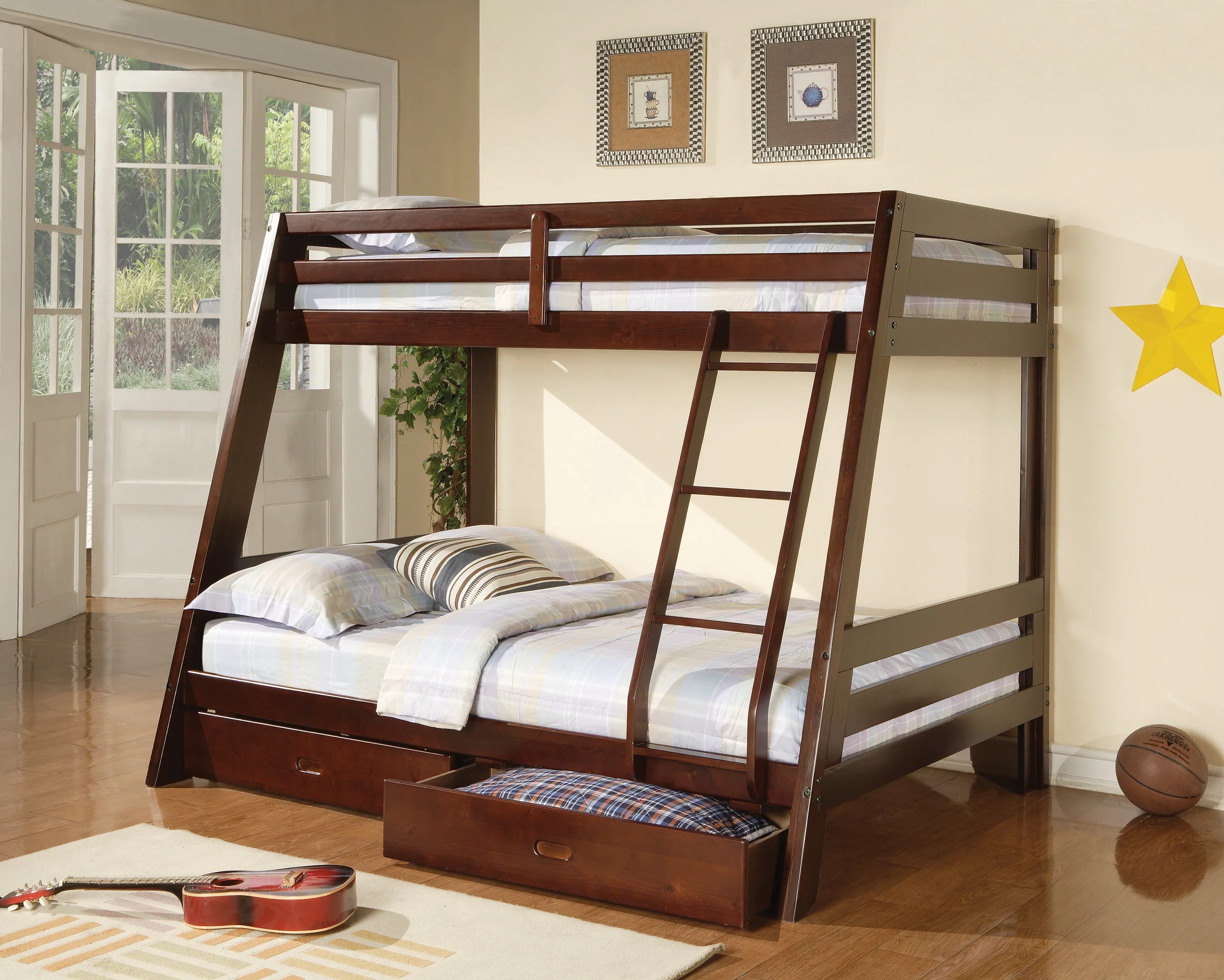 Hawkins 2-drawer Twin over Full Bunk Bed Medium Brown