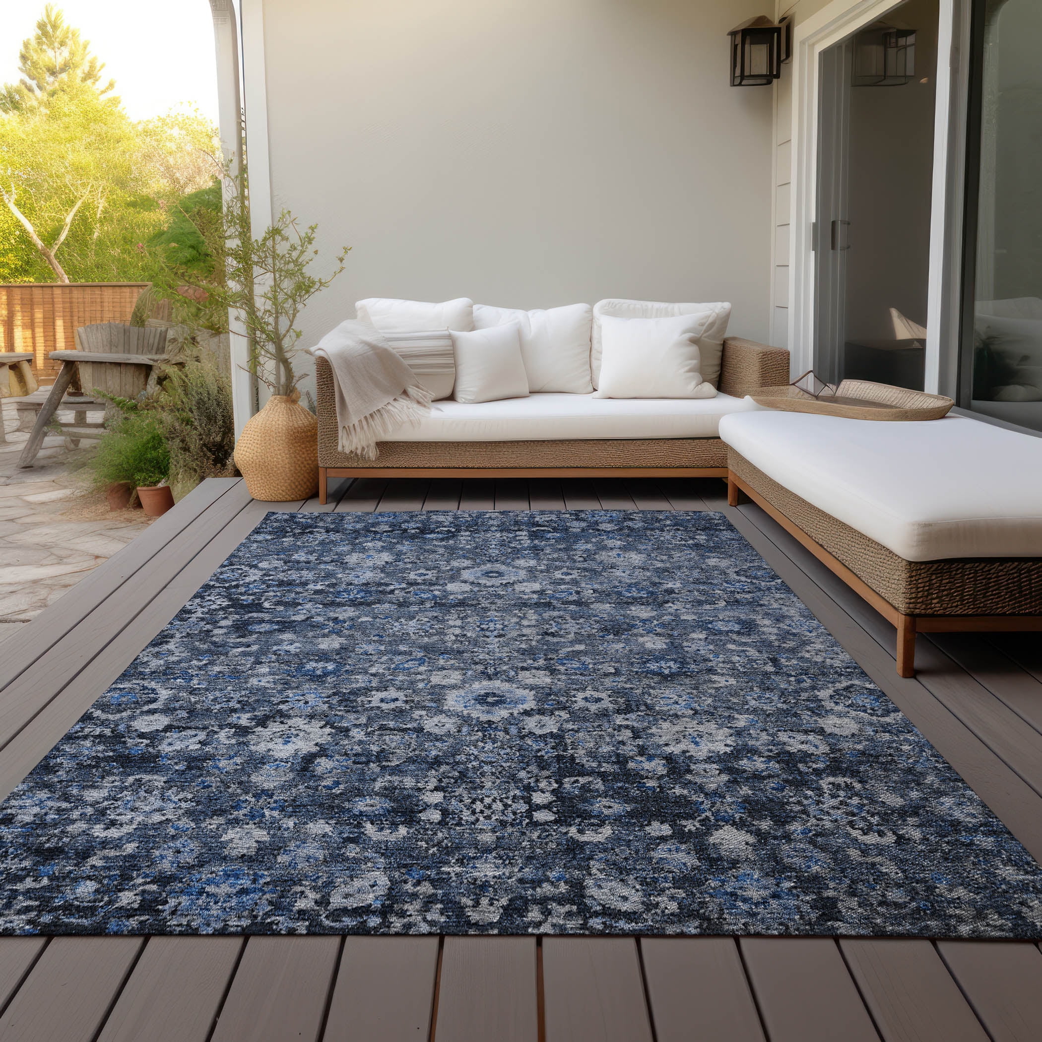 Addison Rugs Chantille ACN651 Blue 9' x 12' Indoor Outdoor Area Rug, Easy Clean, Machine Washable, Non Shedding, Bedroom, Living Room, Dining Room, Kitchen, Patio Rug