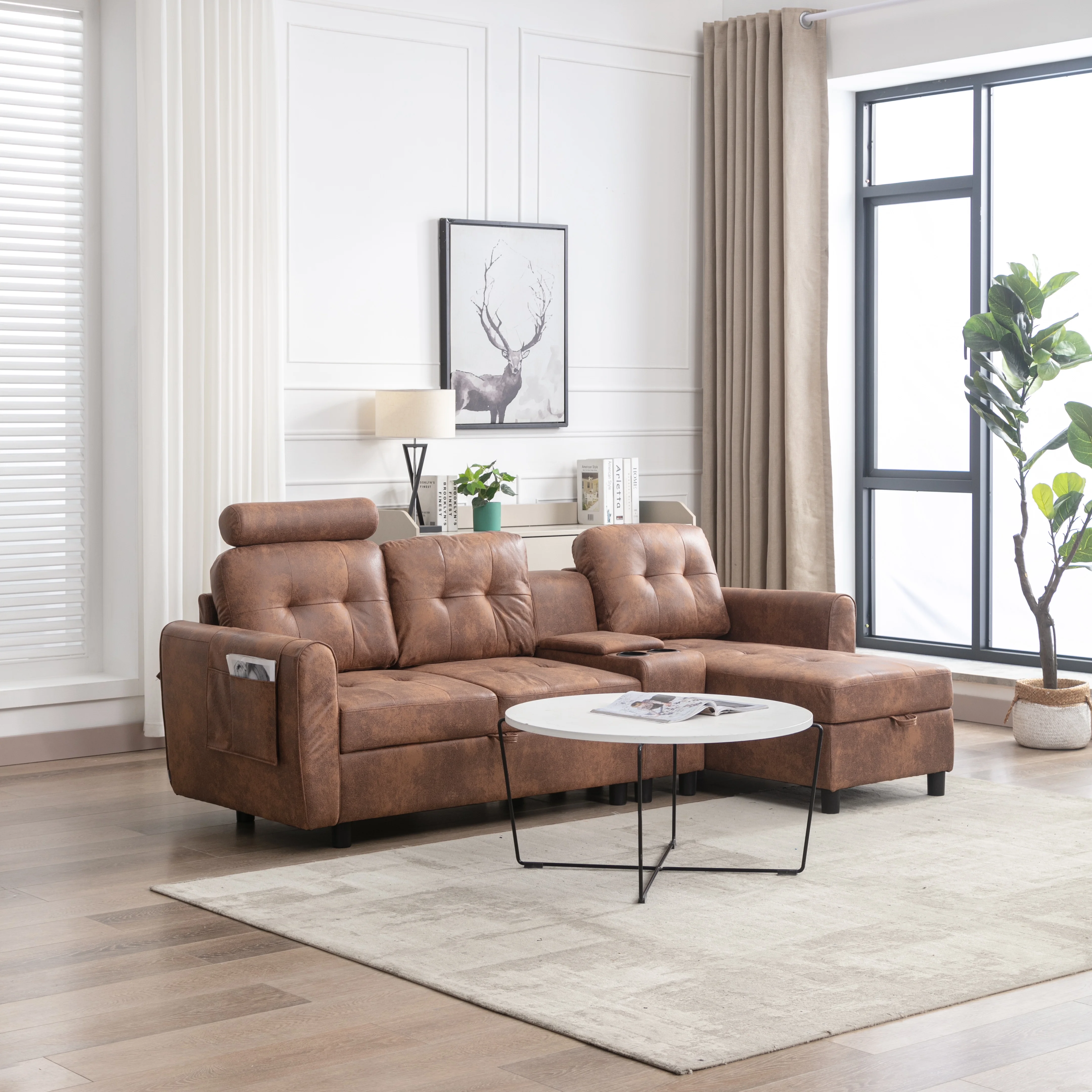 Ucloveria L Shaped Couch,Modular Sectional Sofa Modern Convertible Storage Couches with Side Pocket for Living Room,Apartment