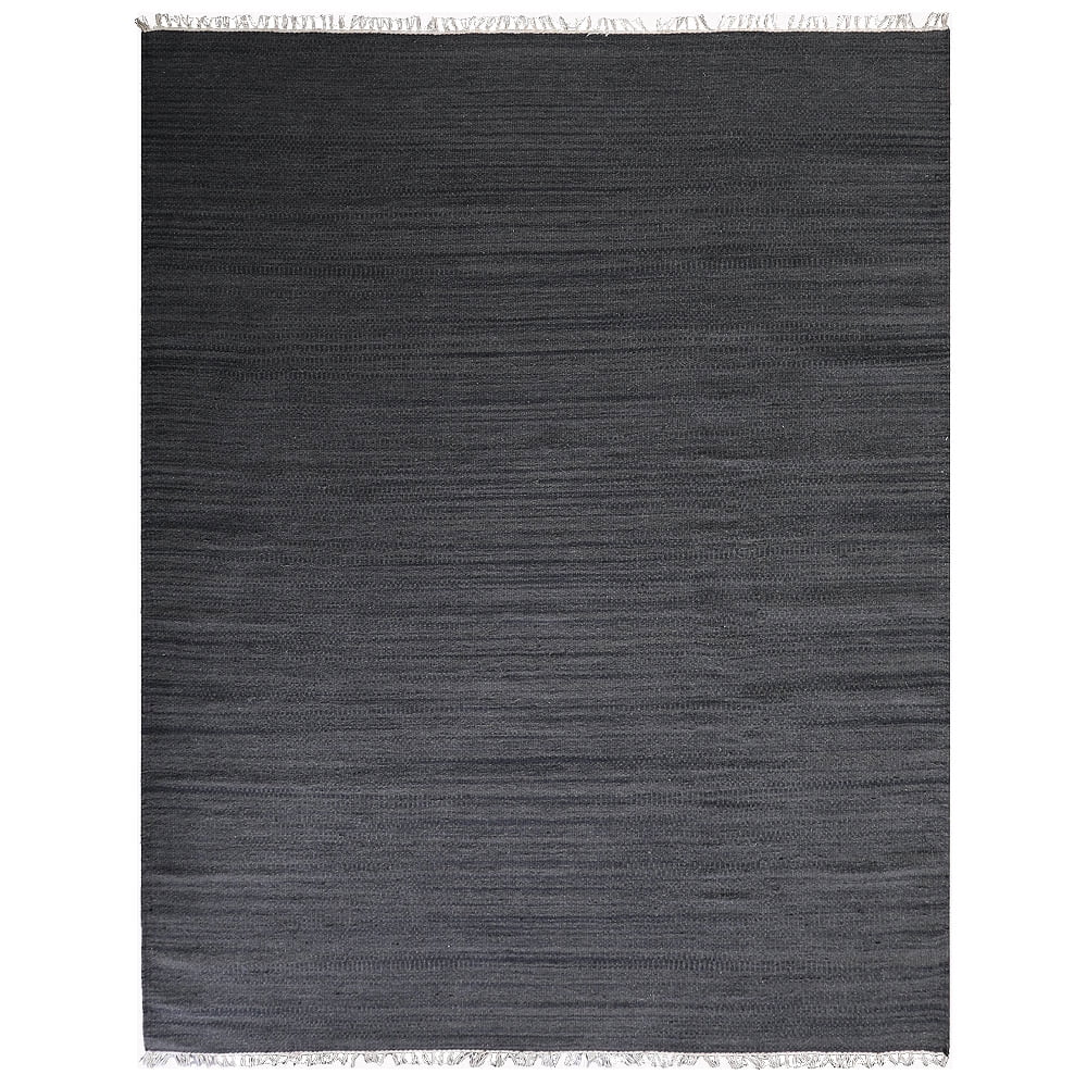 RUGSOTIC CARPETS HAND WOVEN FLAT WEAVE KILIM WOOL ECO-FRIENDLY AREA RUGS - 5'x8', Rectangle, Charcoal , Plain Solid Design, Low Pile Handmade Area Rugs for Living Room, Bed Room (D00111)