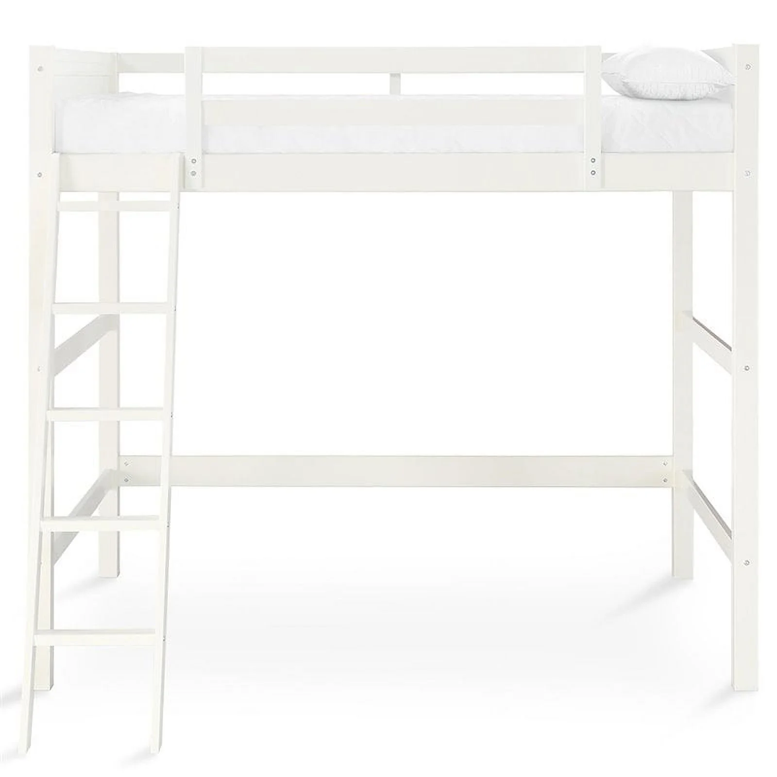 Pemberly Row Modern / Contemporary Wood Full Loft Bed in White Finish
