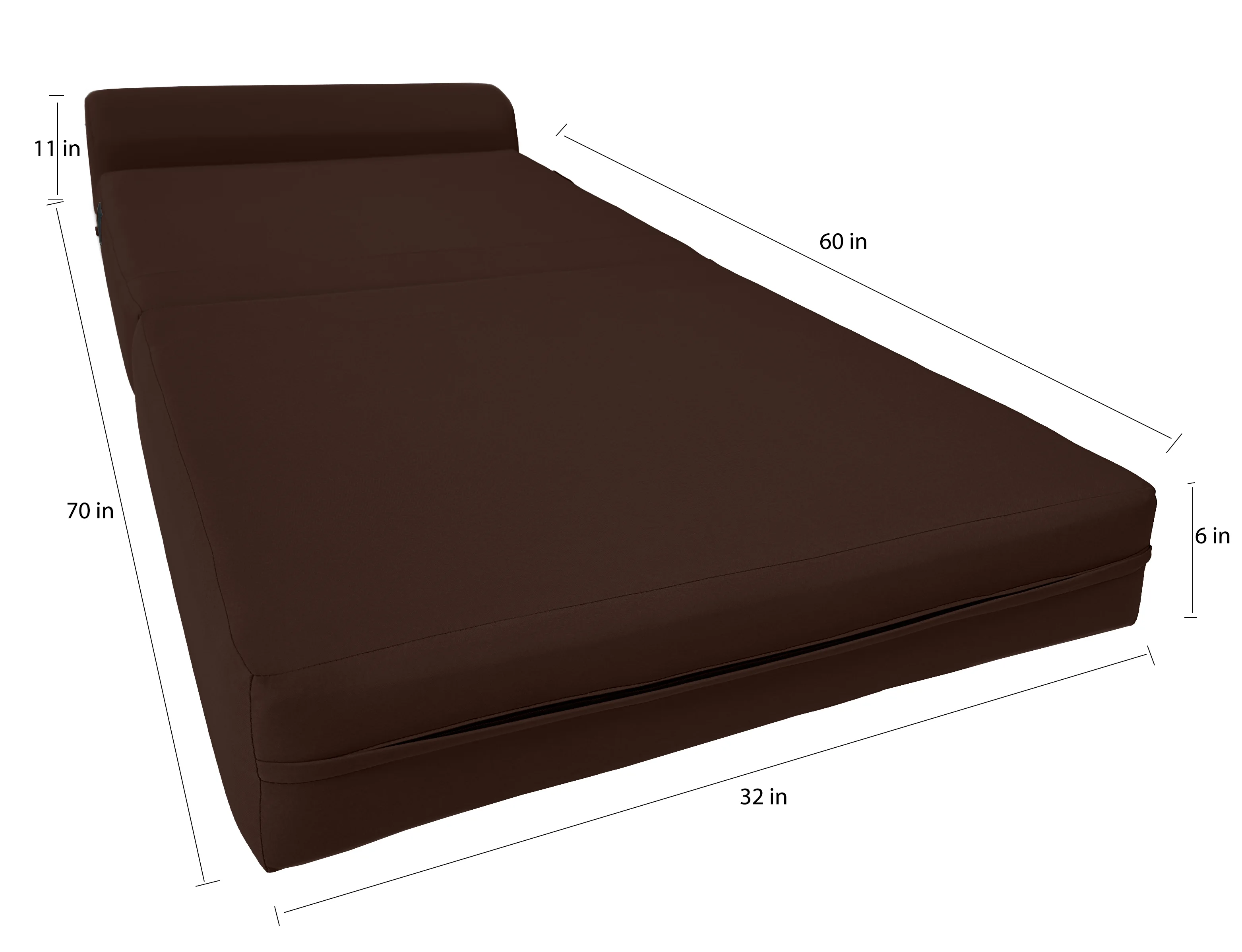 Brown Sleeper Chair Folding Foam Beds, Portable Studio Sofa Guest Bed, 6 x 32 x 70