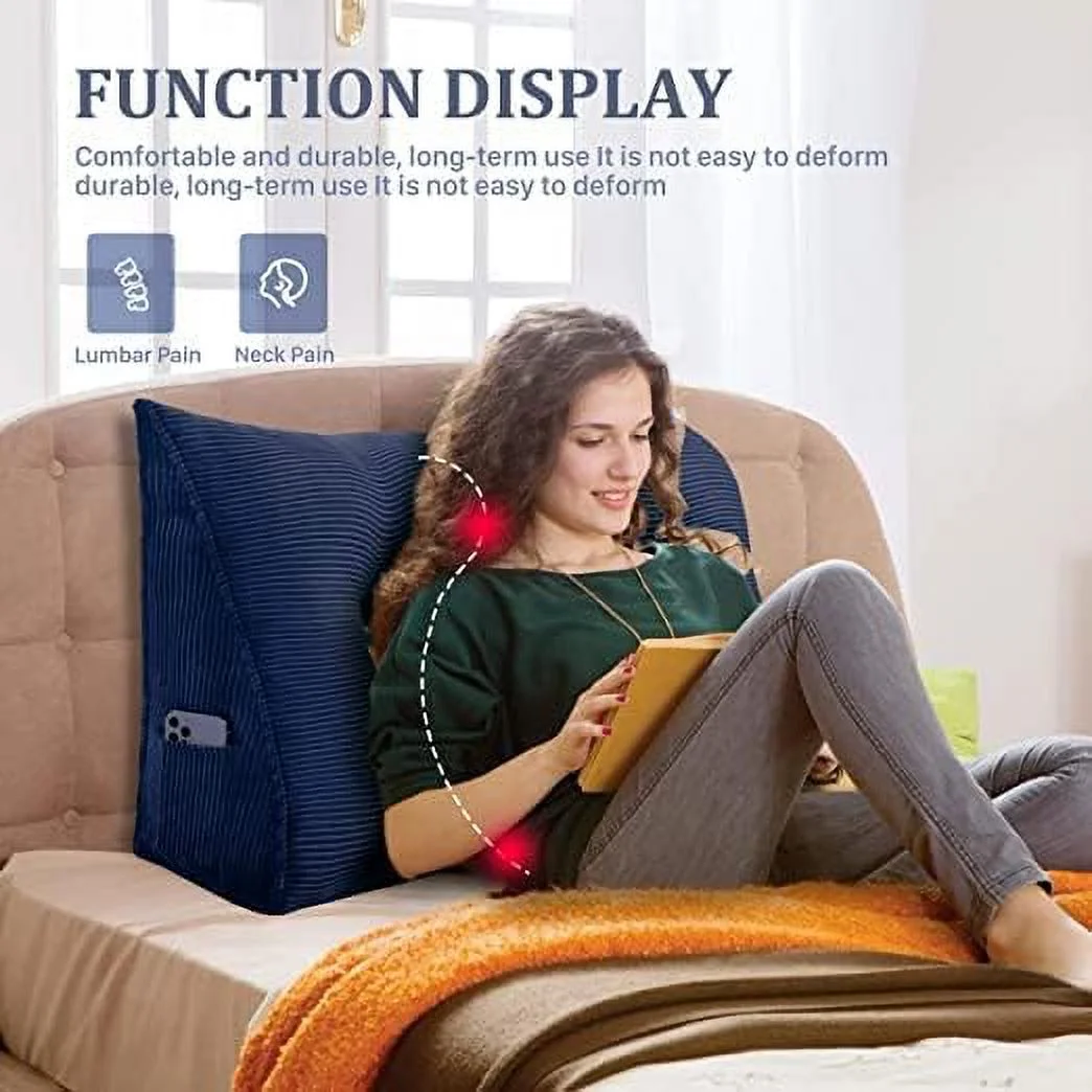 HBBOOMLIFE Wedge Headboard Pillow Dorm Room Reading Pillow Back Support for Sitting Up in Bed Bolster Lumbar Cushion Body Positioning Bedrest Corduroy 71in Coffee California King