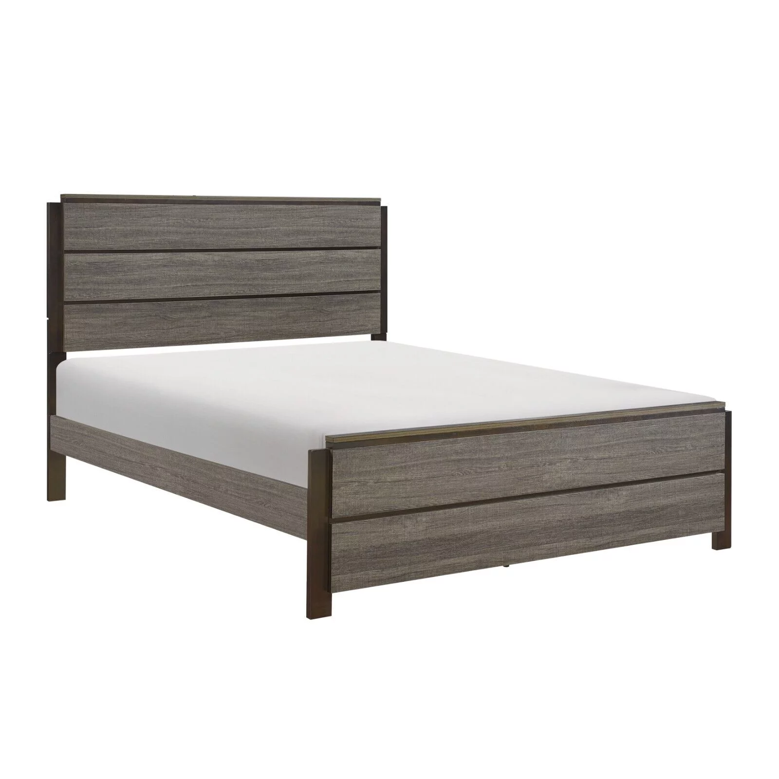 Contemporary Style Full Bed 1pc Clean Lines Design Headboard Footboard Dark Brown and Antique Gray Bedroom Furniture
