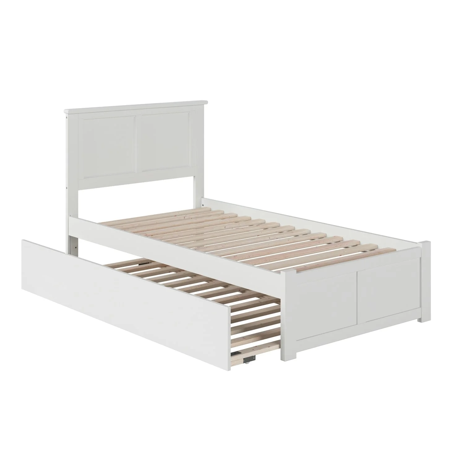 AFI Madison Twin Platform Bed with Footboard and Twin Trundle in White White - Twin