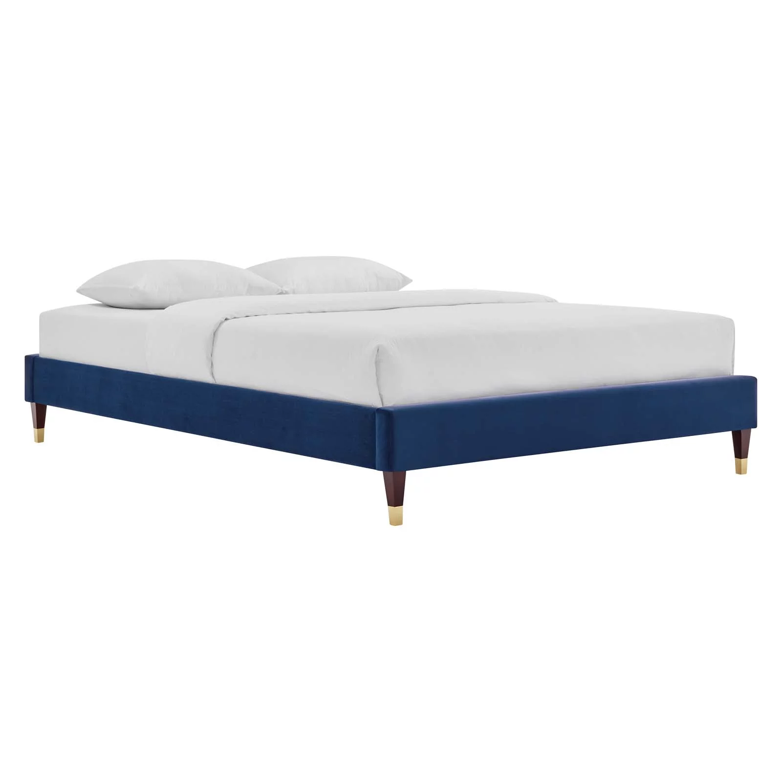 Modway Harlow Perfomance Velvet Platform Bed Frame, Queen, Blue