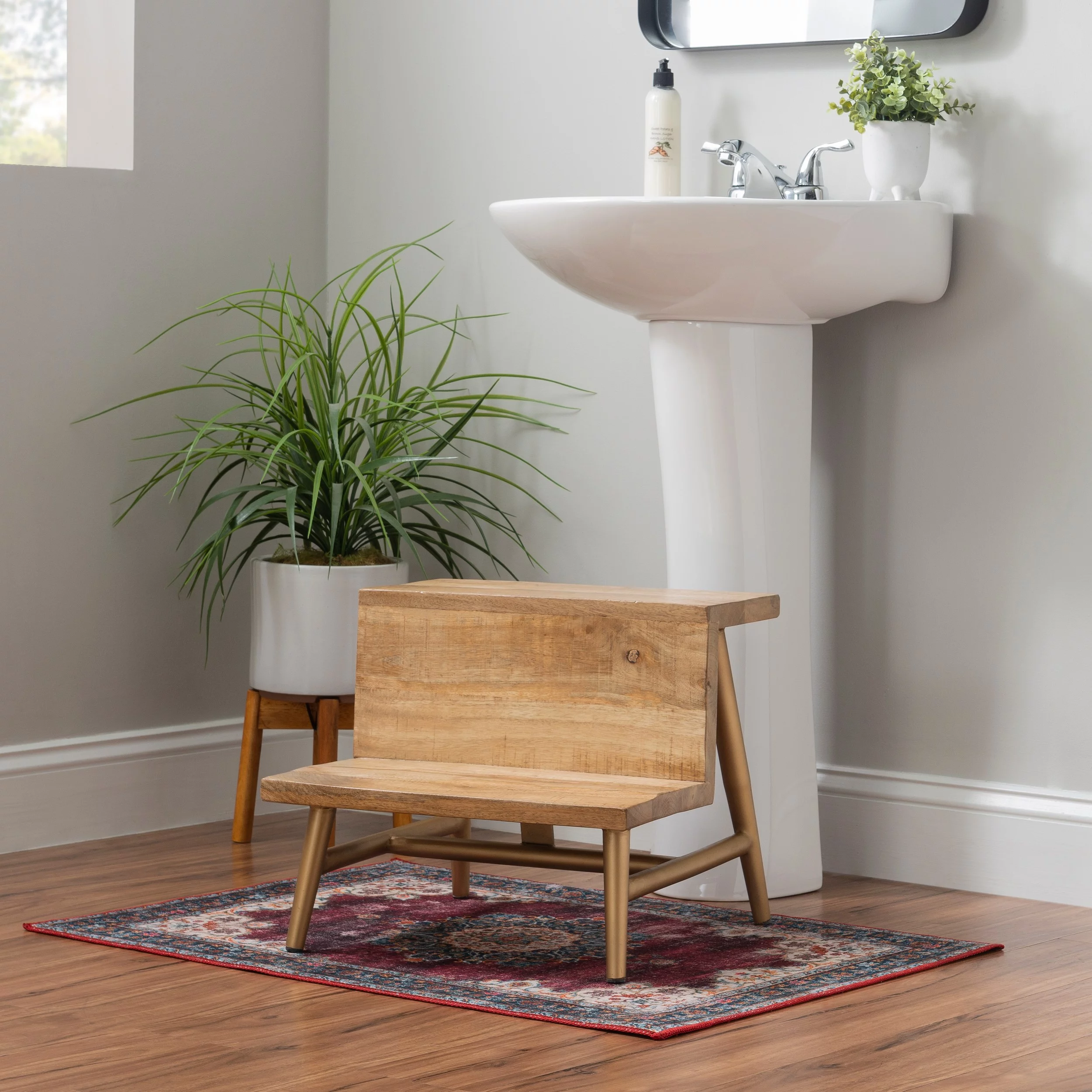 Powell Luisa Bed Steps, Gold/Natural