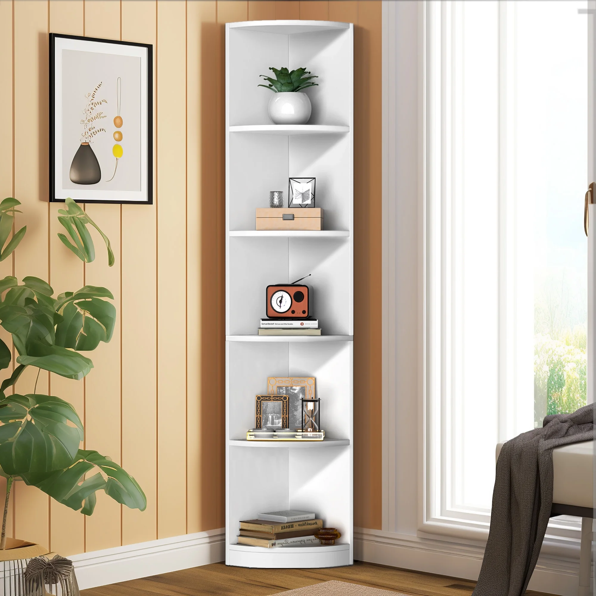 Dextrus 5-Tier Corner Bookcase, 70.8