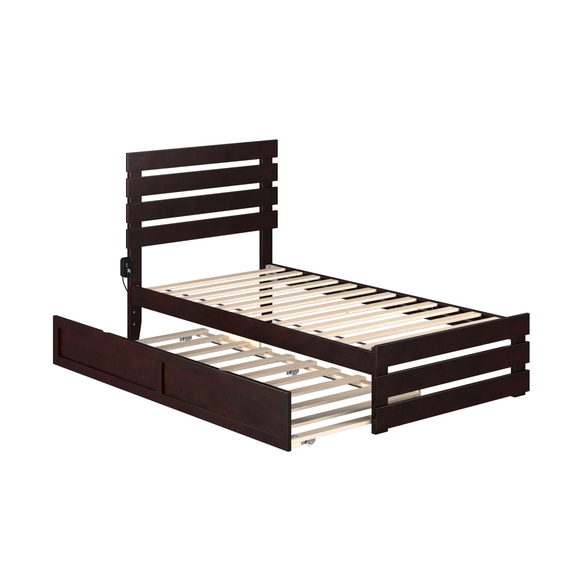 AFI Oxford Wood Twin Bed with Footboard and Trundle in Espresso