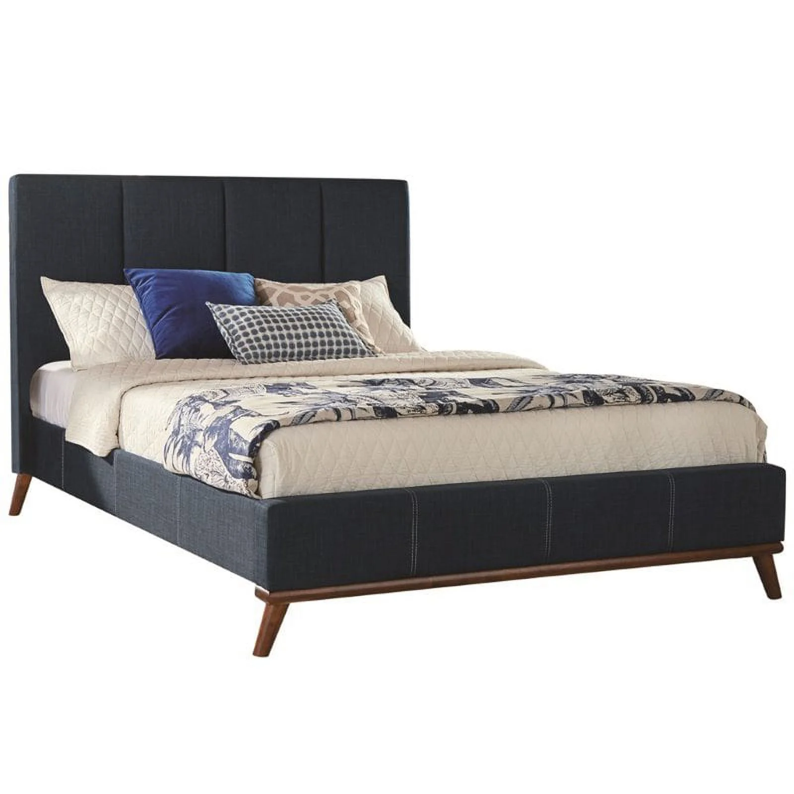 Allora Mid Century Modern King Bed in Blue