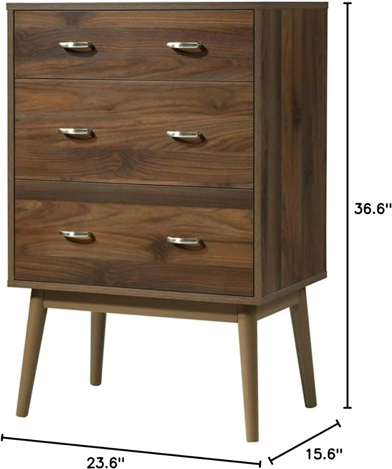 MONTAGE CENTURY MODERN 3 DRAWER CHEST DRESSER, WALNUT